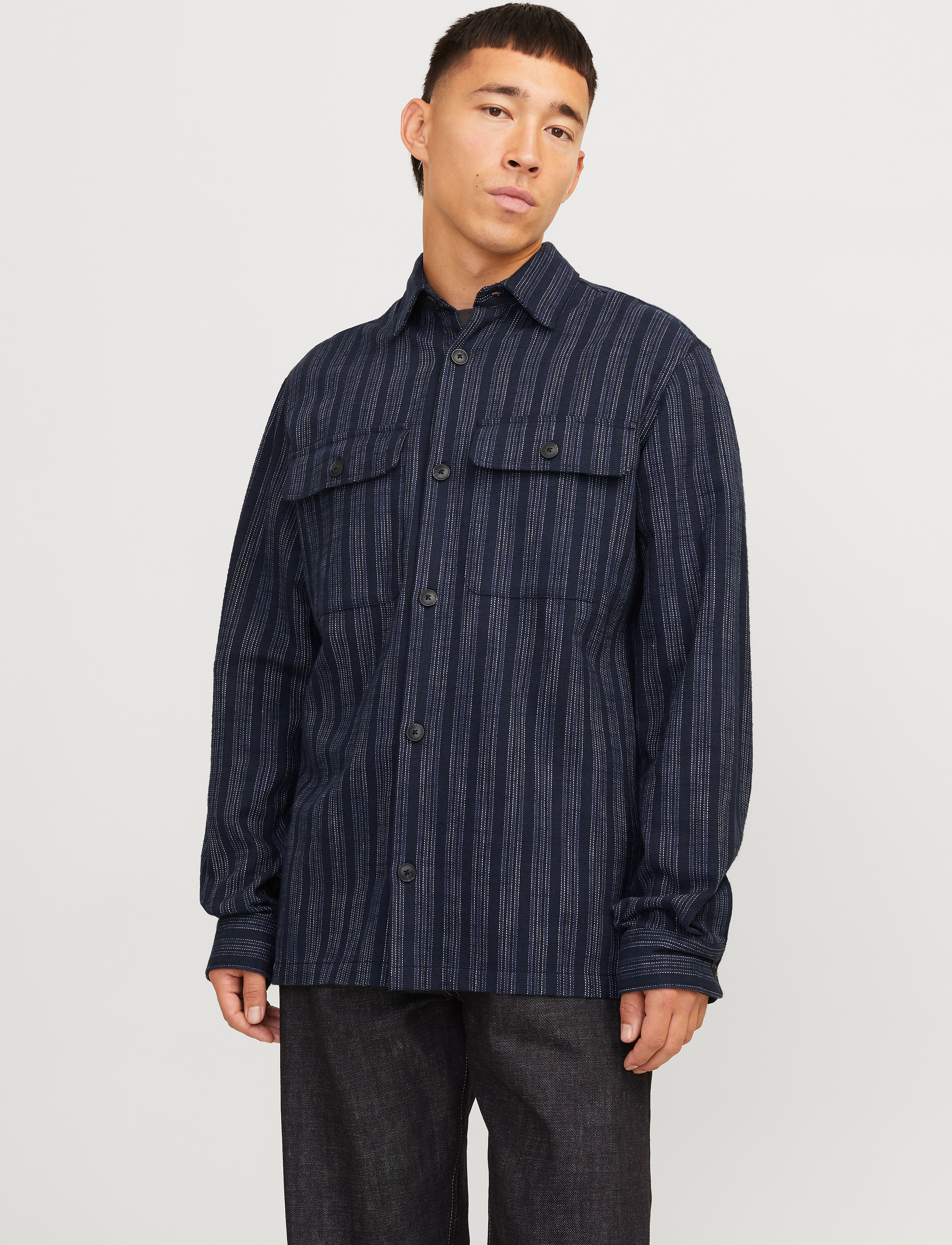 Jack & Jones JPRCCRAYMOND SPRING STRIPE OVERSHIRT SN - Kollektionen - NIGHT SKY / navy