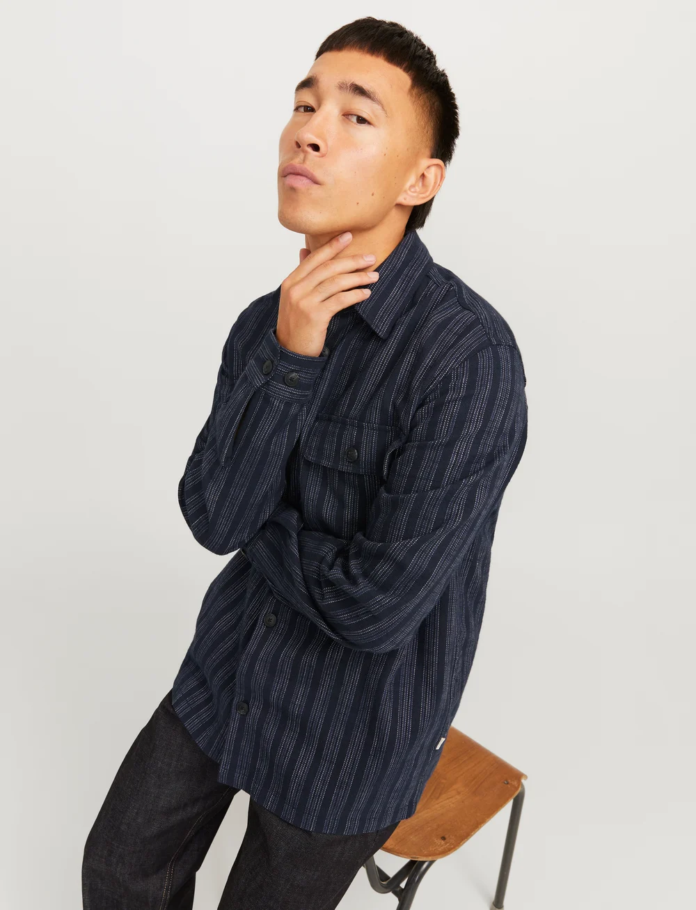 Jack & Jones - JPRCCRAYMOND SPRING STRIPE OVERSHIRT SN - collections - night sky - 5