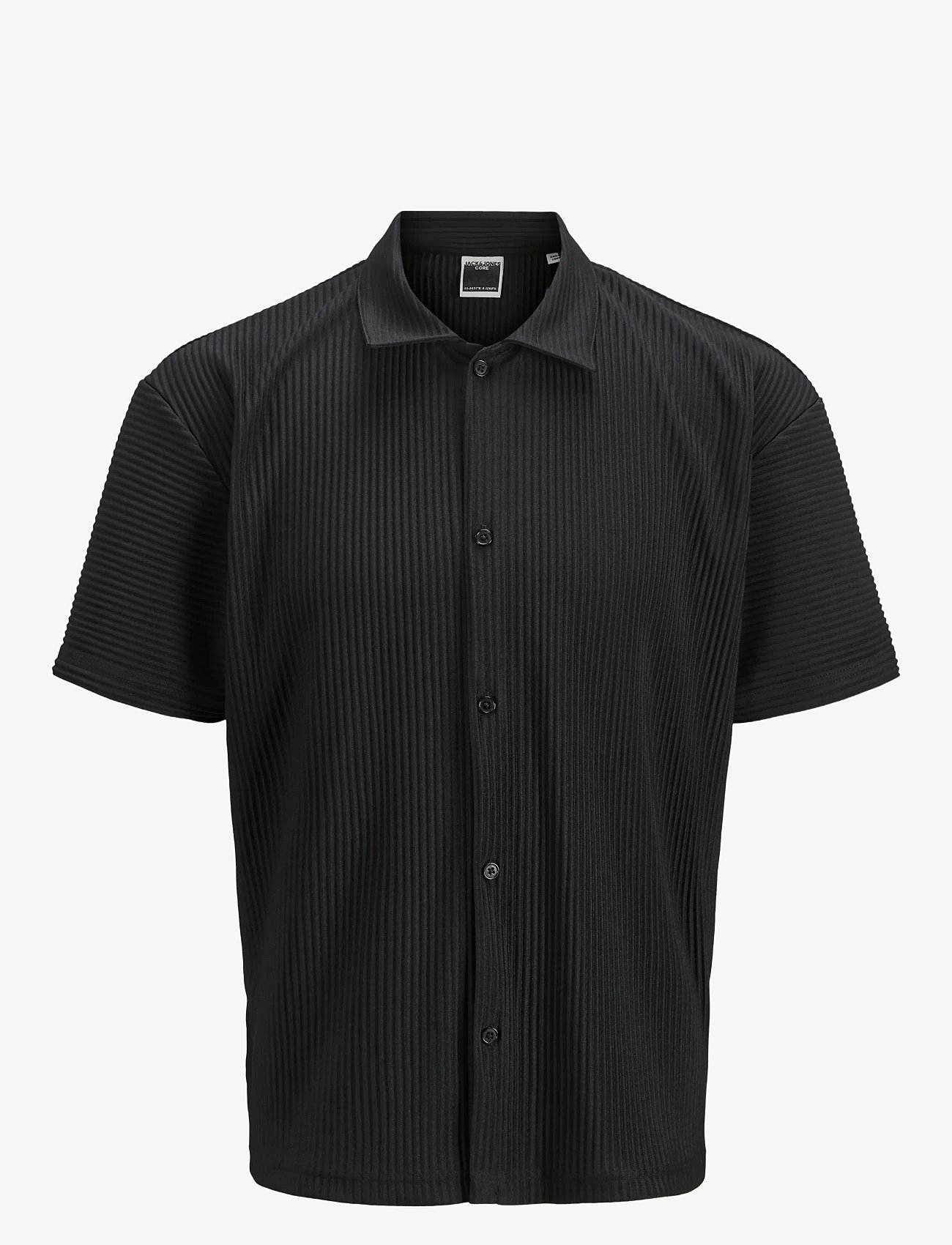 Jack & Jones - JCOINTERLUDE PLISSE SHIRT SS - kurzarmhemden - black - 1