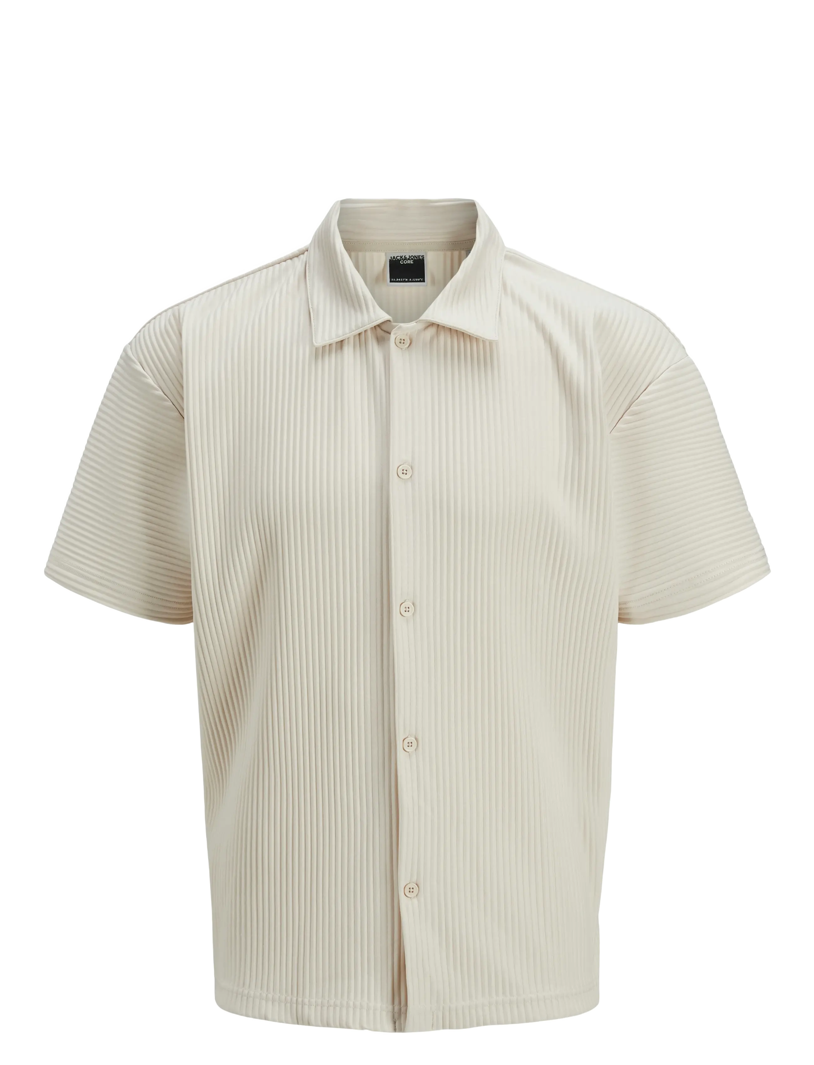JACK & JONES Jcointerlude Plisse Shirt Ss Cream - M - Herren