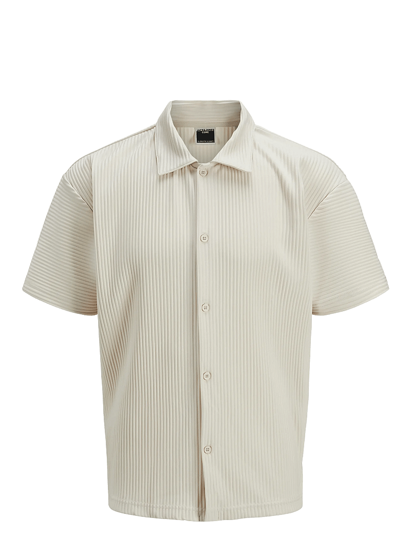 Jack & Jones - JCOINTERLUDE PLISSE SHIRT SS - kurzarmhemden - moonbeam - 1