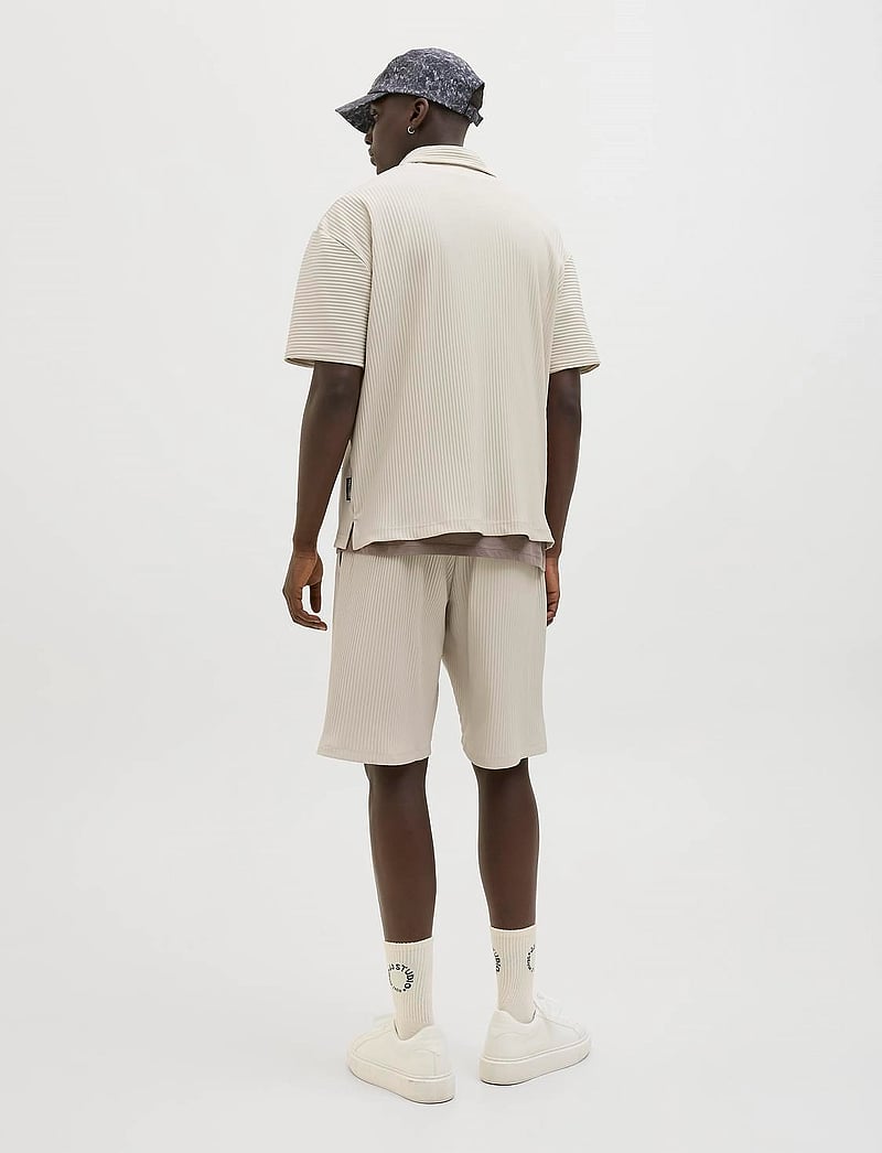 Jack & Jones - JCOINTERLUDE PLISSE SHIRT SS - kurzarmhemden - moonbeam - 5