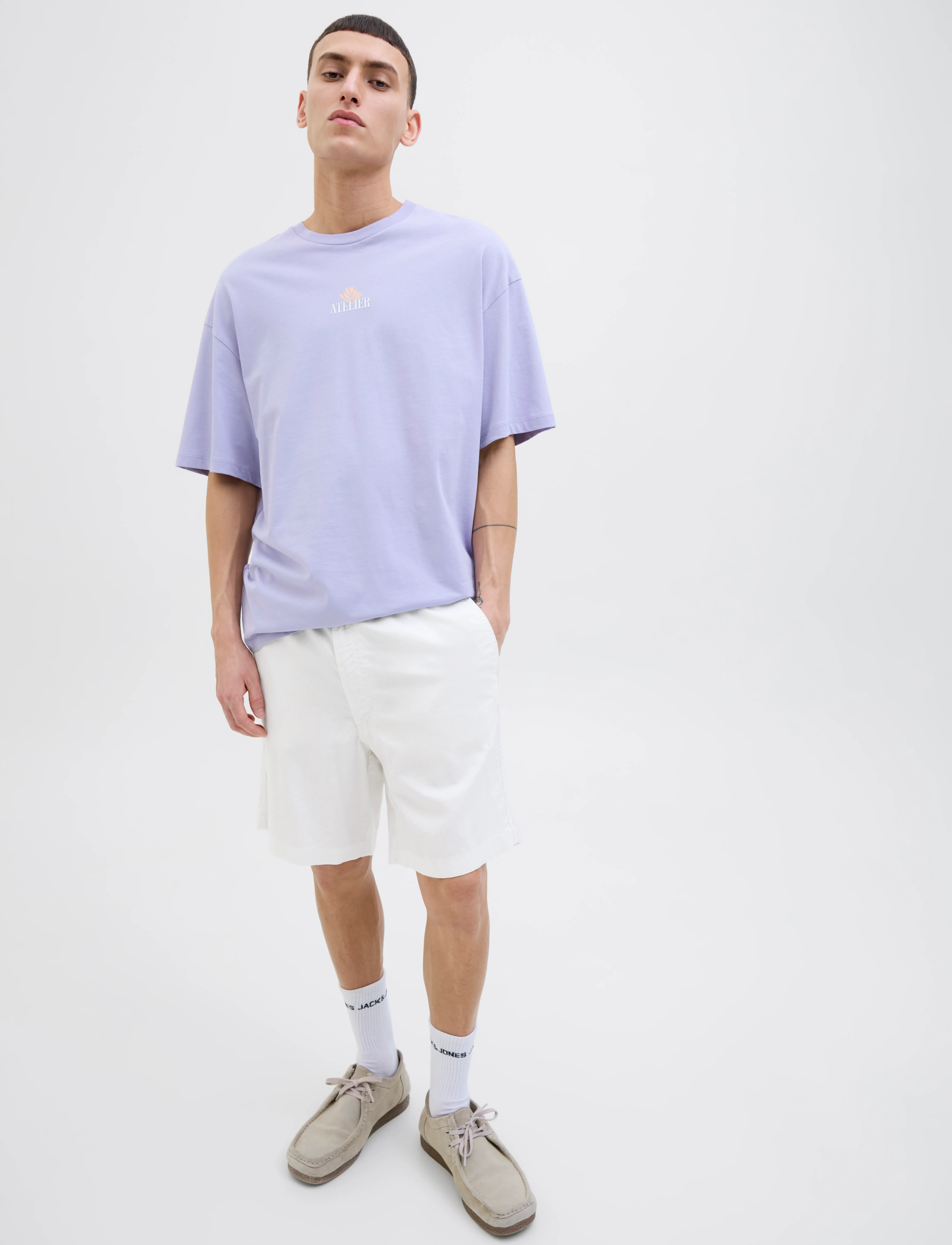 Jack & Jones JPSTJAIDEN CAMPAIGN HYBRIDBONDISHORT SRT - Leinen-Shorts - WHITE / white