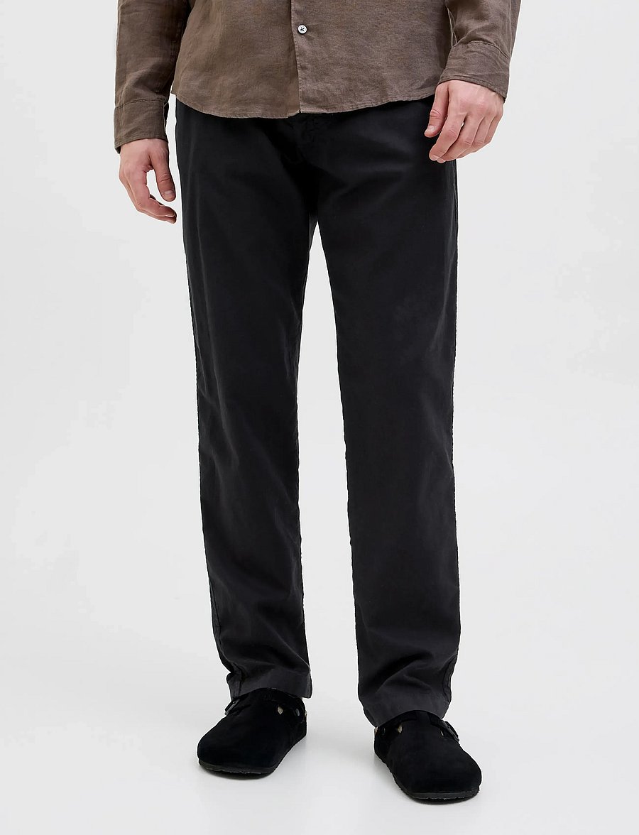 Jack & Jones - JPSTKANE HYBRID BONDI LINEN JOGGER SN - leinenhosen - black - 0