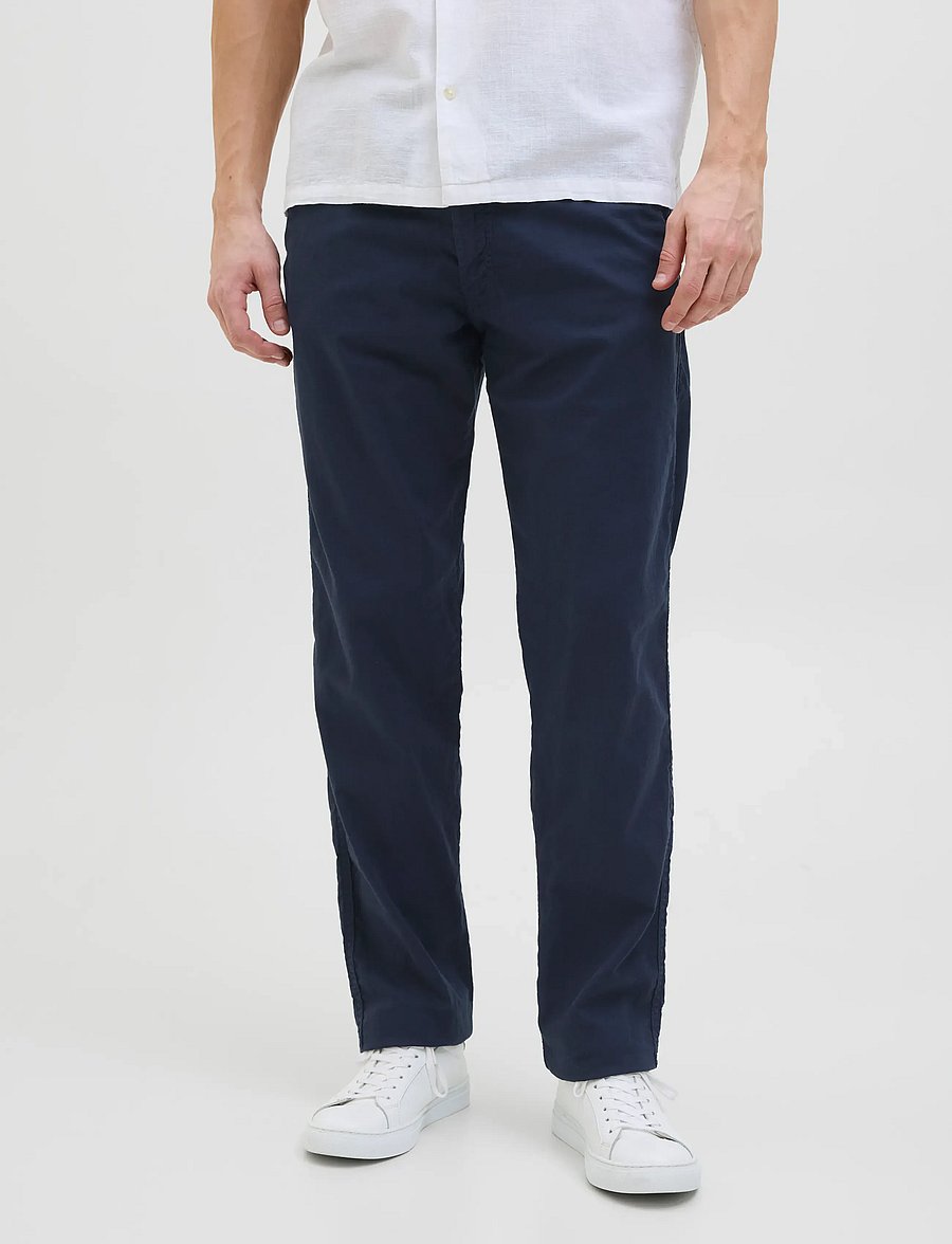 Jack & Jones - JPSTKANE HYBRID BONDI LINEN JOGGER SN - leinenhosen - dark navy - 0