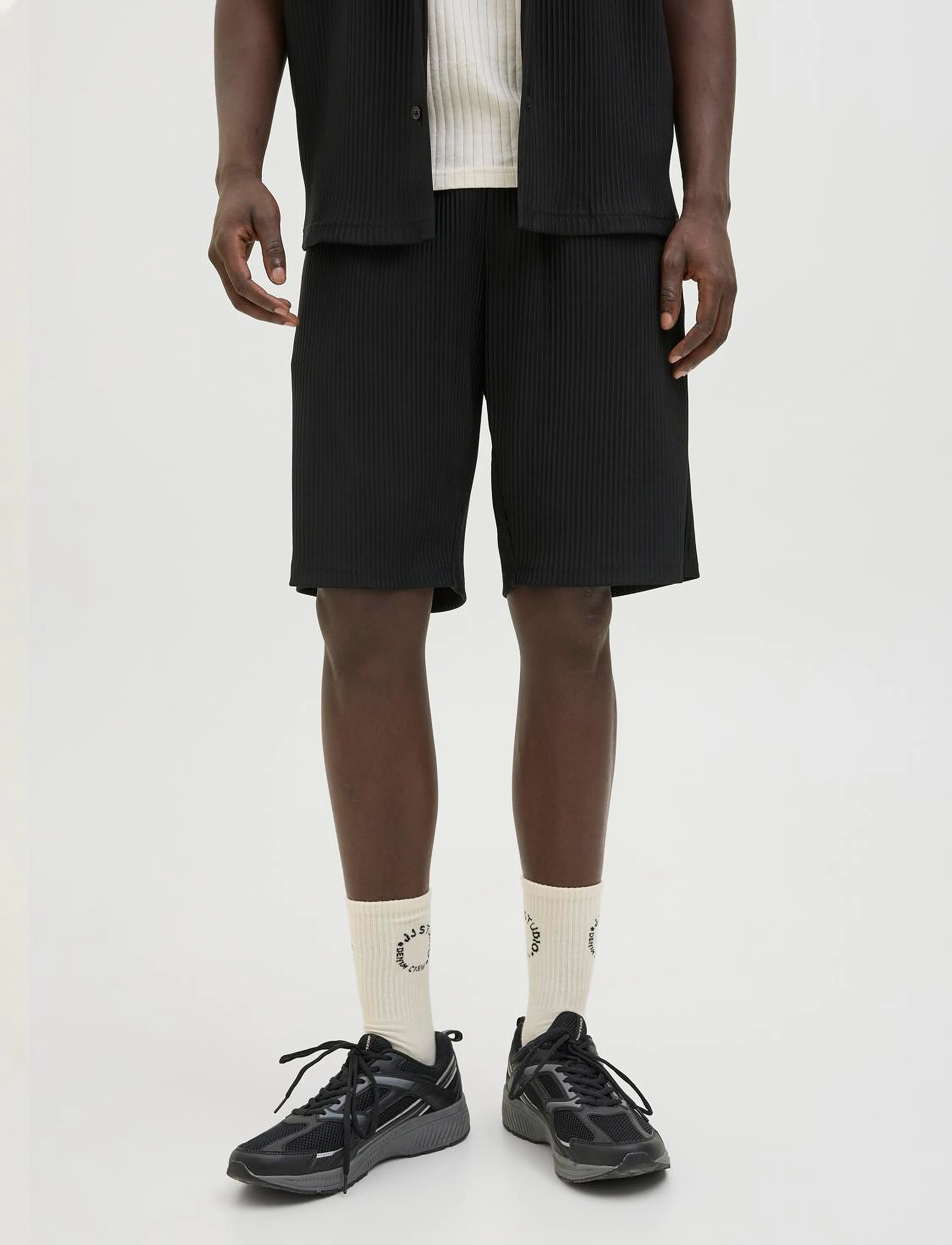 Jack & Jones Jpstkarl Interlude Plisse Shorts Mid, XL, Black, Shorts > Svedeshorts, Herre