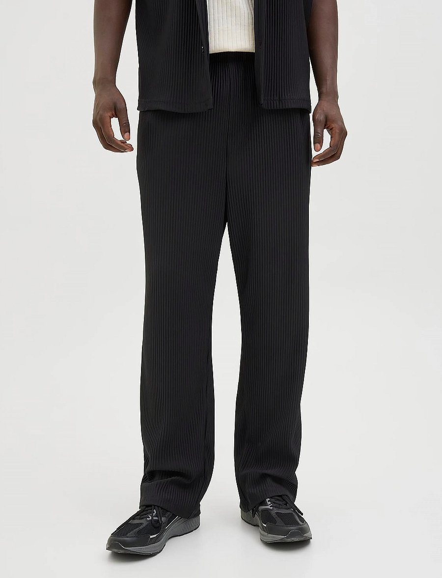 Jack & Jones - JPSTKARL INTERLUDE PLISSE SWEAT PANTS - kollektioner - black - 0