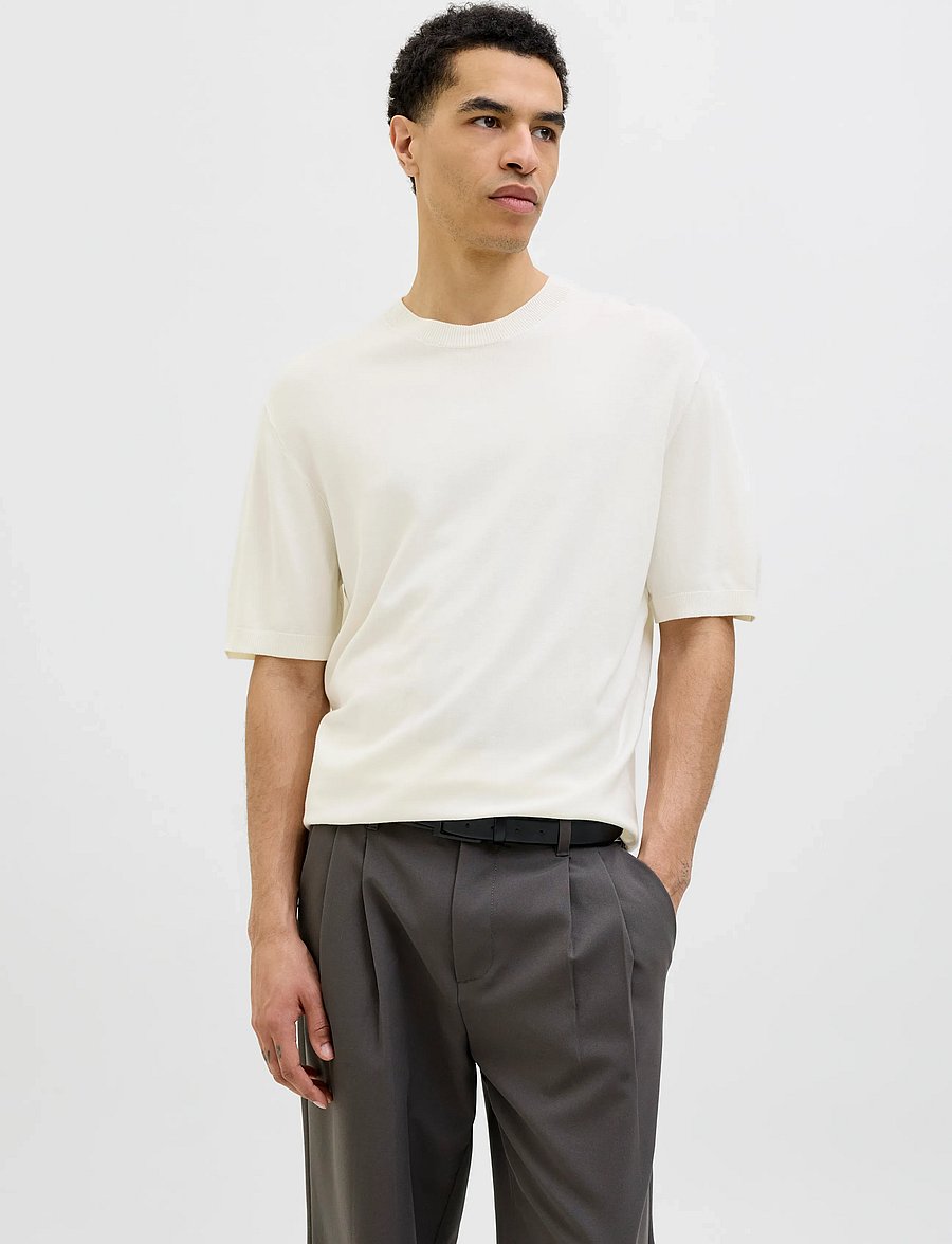 Jack & Jones - JPRCCWILLIAM KNIT CREW NECK SS SN - rundhalsad - cloud dancer - 0