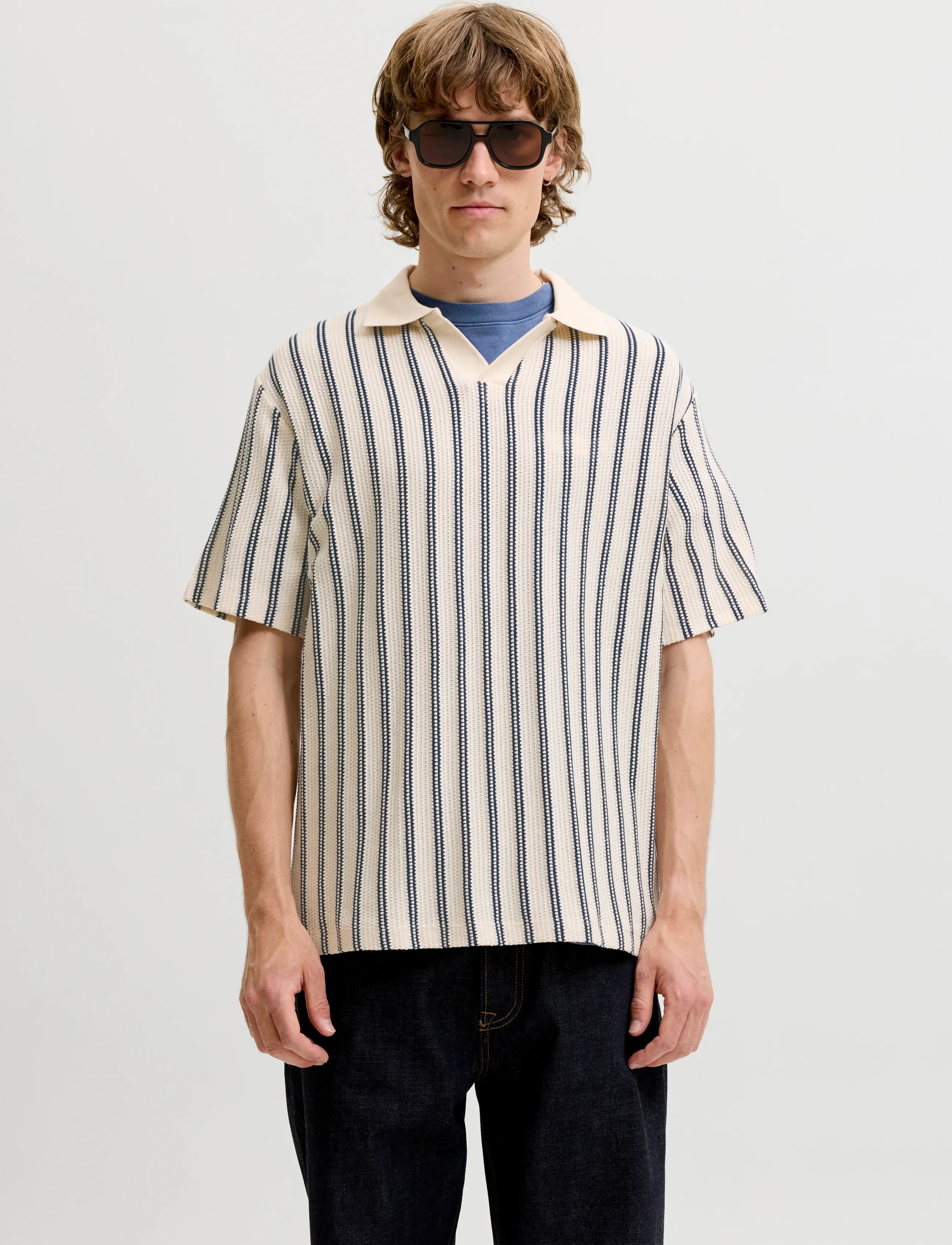 Jprbluharry Ss Split Neck Polo Sn