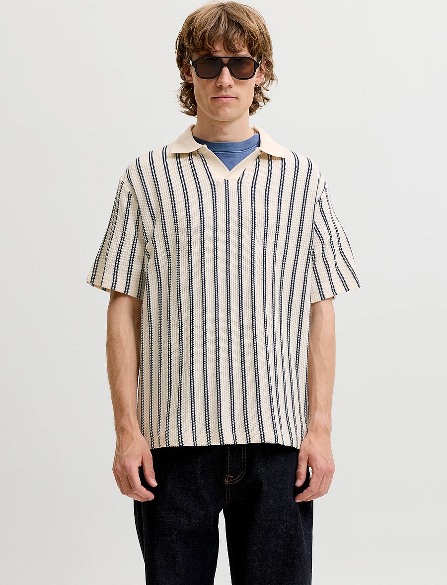 Jack & Jones - JPRBLUHARRY SS SPLIT NECK POLO SN - kurzärmelig - cloud dancer - 0