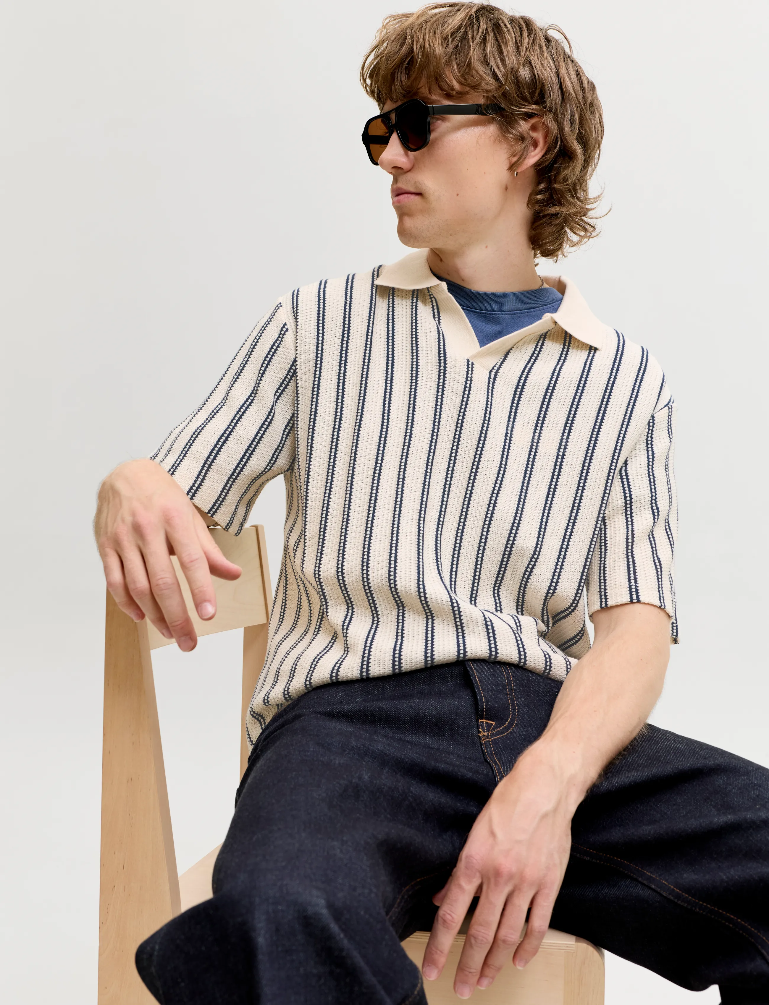 Jprbluharry Ss Split Neck Polo Sn 5