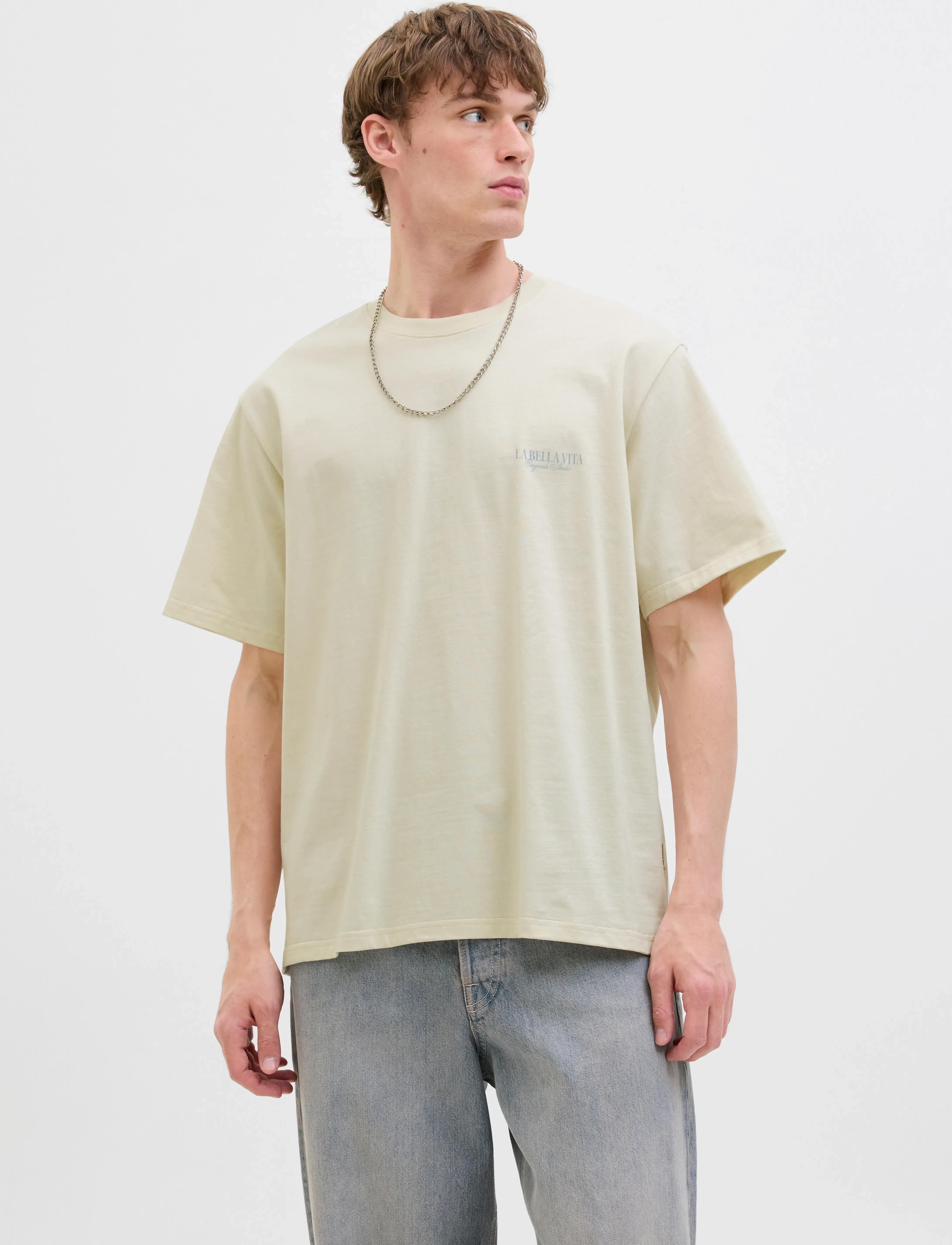Jack & Jones JORHYDRA PHOTO TEE SS CREW NECK - Deals - ANTIQUE WHITE / cream
