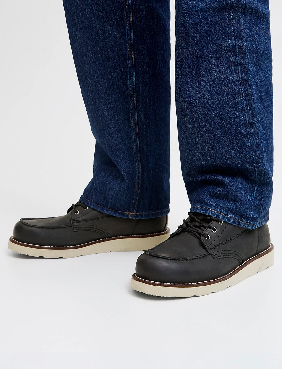 Jack & Jones - JFWTORONTO LEATHER BOOT LN - schnürstiefel - black - 0