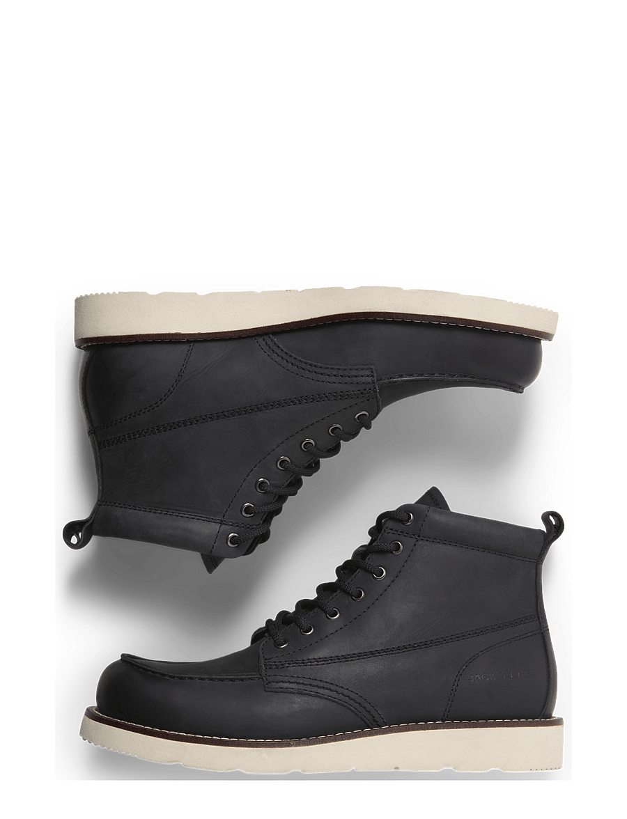 Jack & Jones - JFWTORONTO LEATHER BOOT LN - schnürstiefel - black - 4