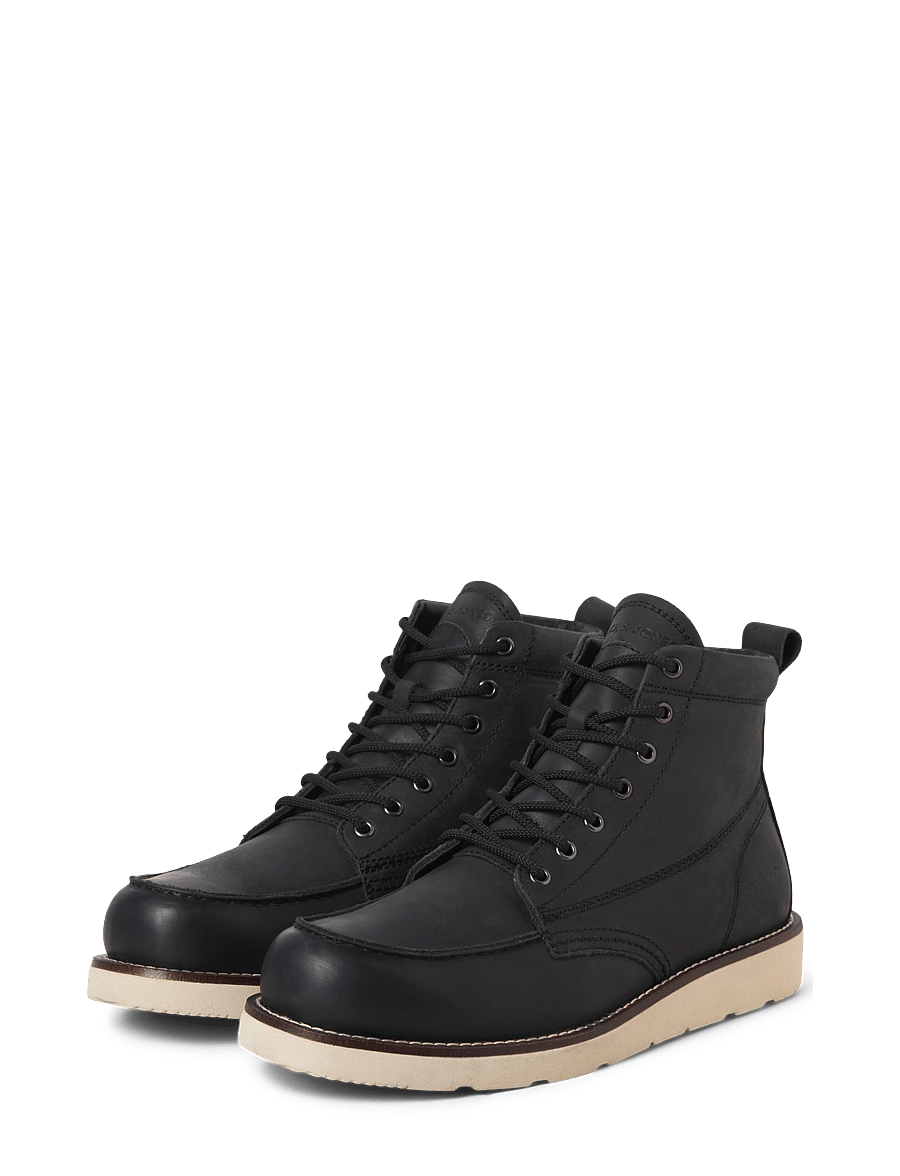 Jack & Jones - JFWTORONTO LEATHER BOOT LN - schnürstiefel - black - 5