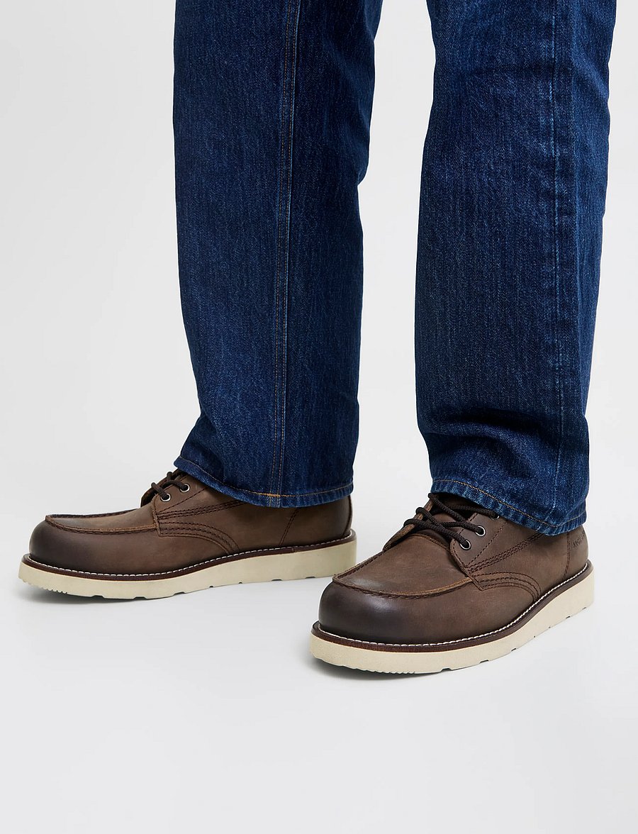 Jack & Jones - JFWTORONTO LEATHER BOOT LN - schnürstiefel - brown stone - 0