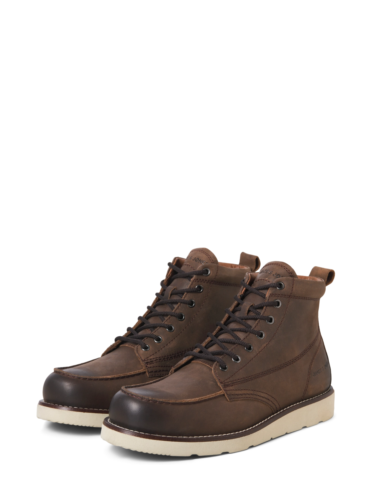 Jack & Jones - JFWTORONTO LEATHER BOOT LN - schnürstiefel - brown stone - 4