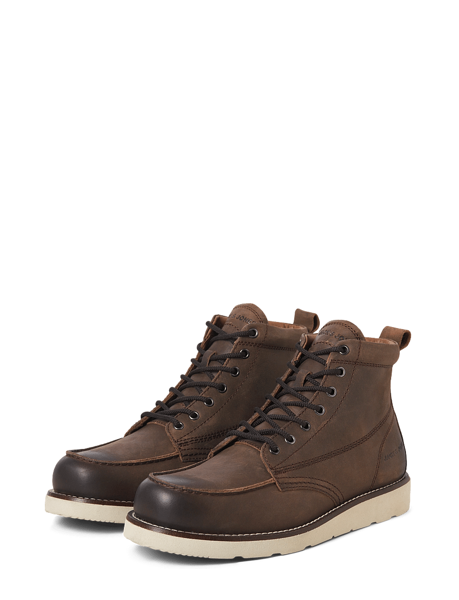 Jack & Jones - JFWTORONTO LEATHER BOOT LN - schnürstiefel - brown stone - 4