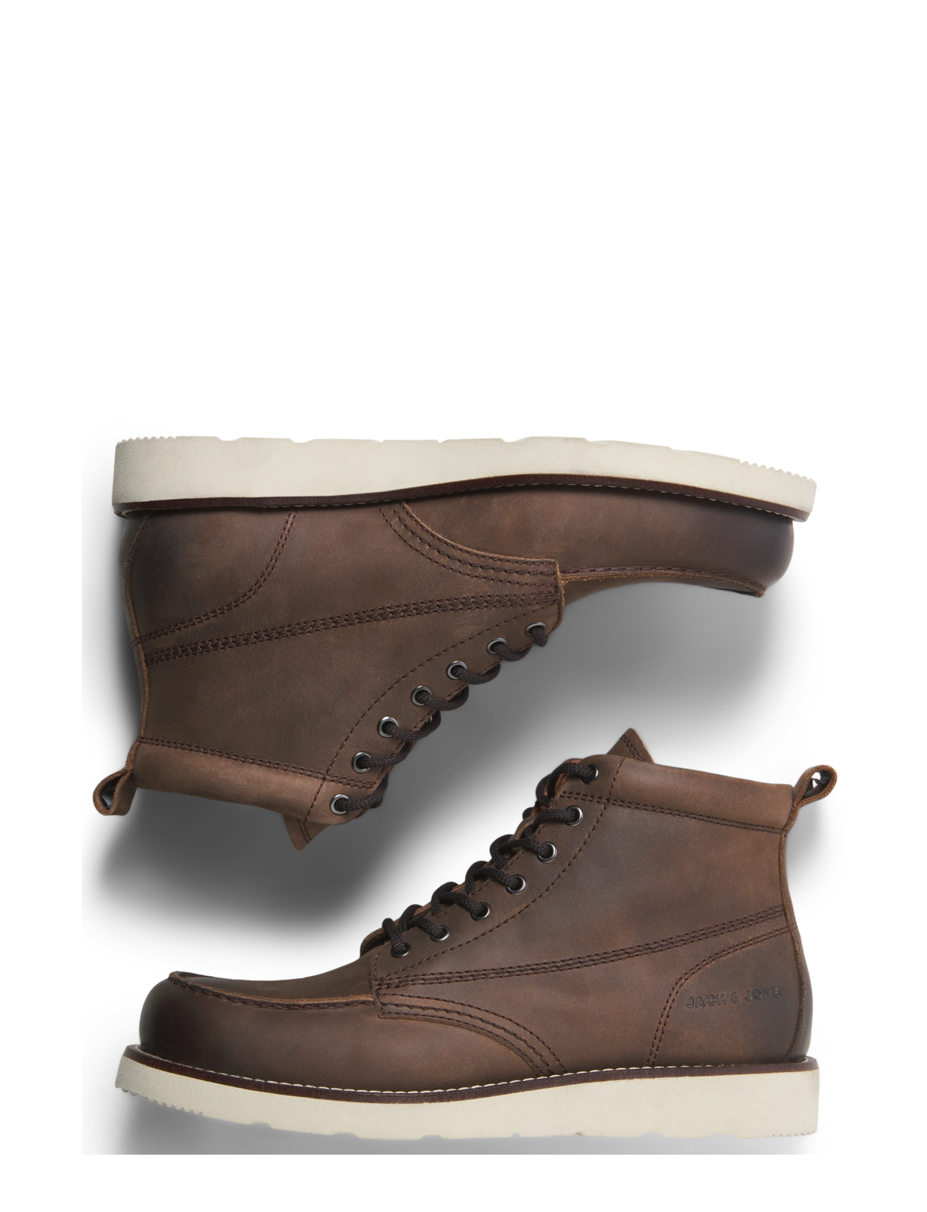 Jack & Jones - JFWTORONTO LEATHER BOOT LN - schnürstiefel - brown stone - 5