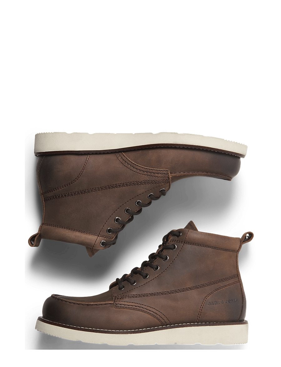 Jack & Jones - JFWTORONTO LEATHER BOOT LN - schnürstiefel - brown stone - 5