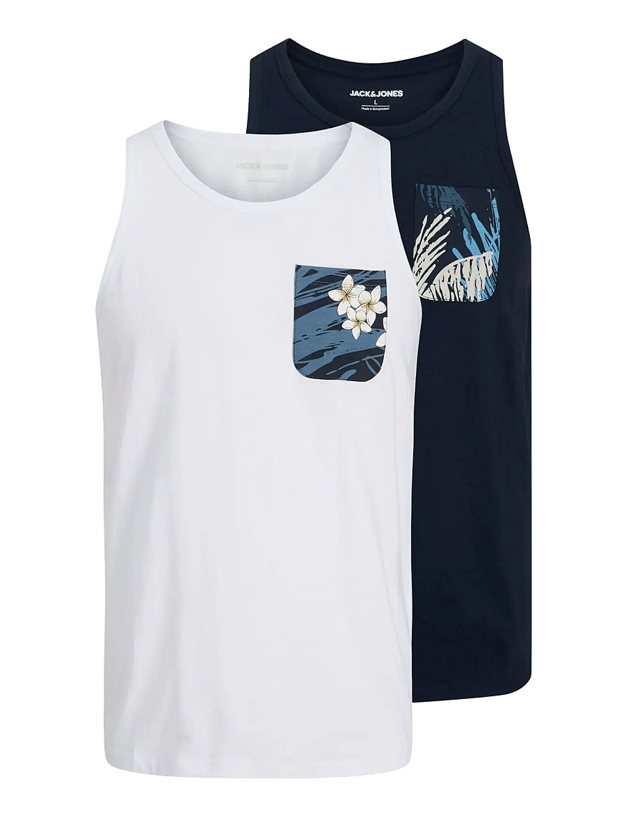 Jack & Jones - JJHAWAII POCKET TANKTOP SL 2PK MP - white - 1