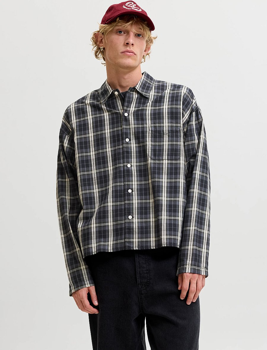 Jack & Jones - JORAUSTIN CLEAN CHECK SHIRT LS SN - ternede skjorter - black - 0