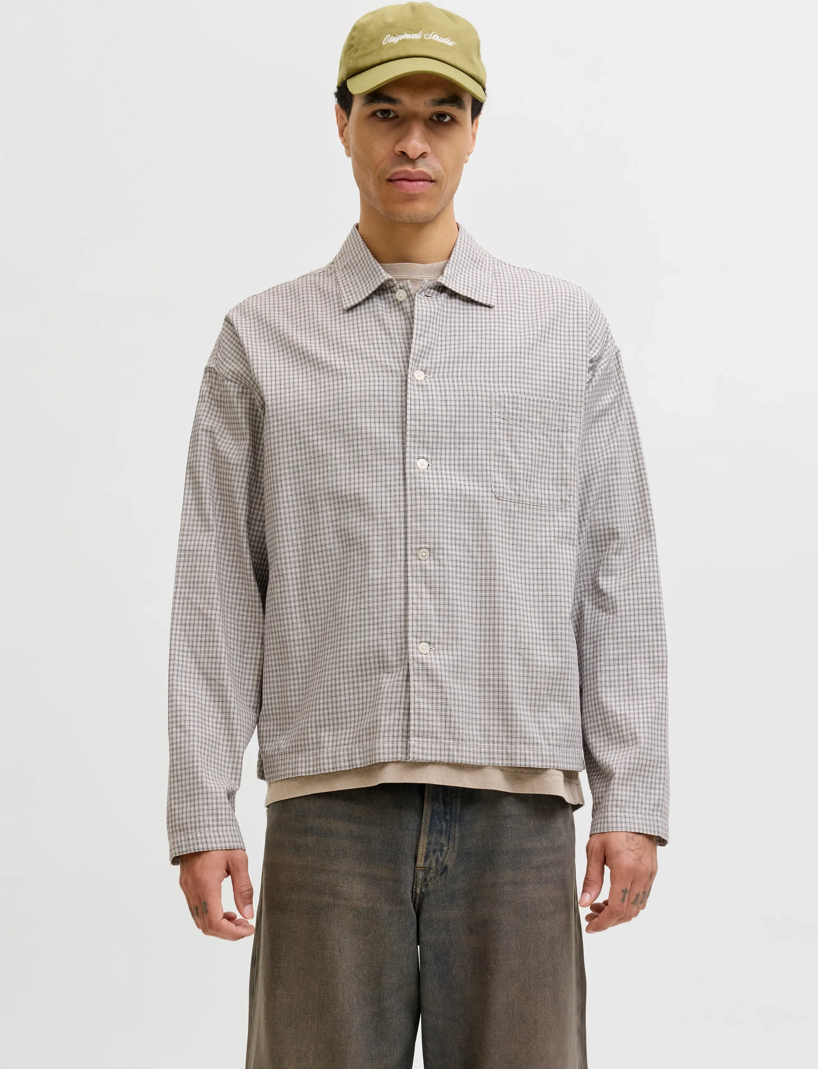 Jack & Jones Joraustin Clean Check Shirt Ls Sn, XXL, White, Shirts > Checkered Shirt, Herre