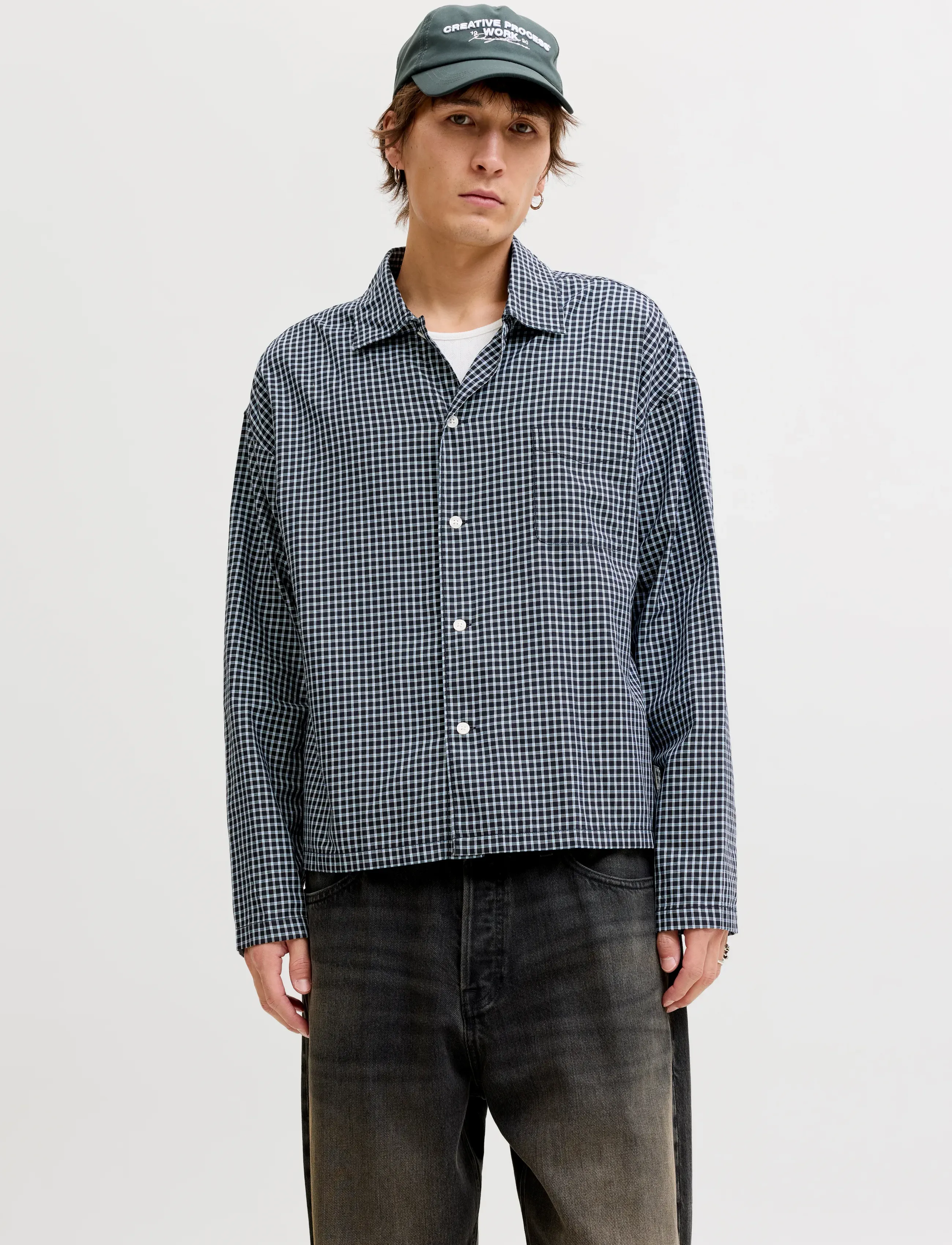 Jack & Jones Joraustin Clean Check Shirt Ls Sn, XXL, Navy, Shirts > Checkered Shirt, Herre