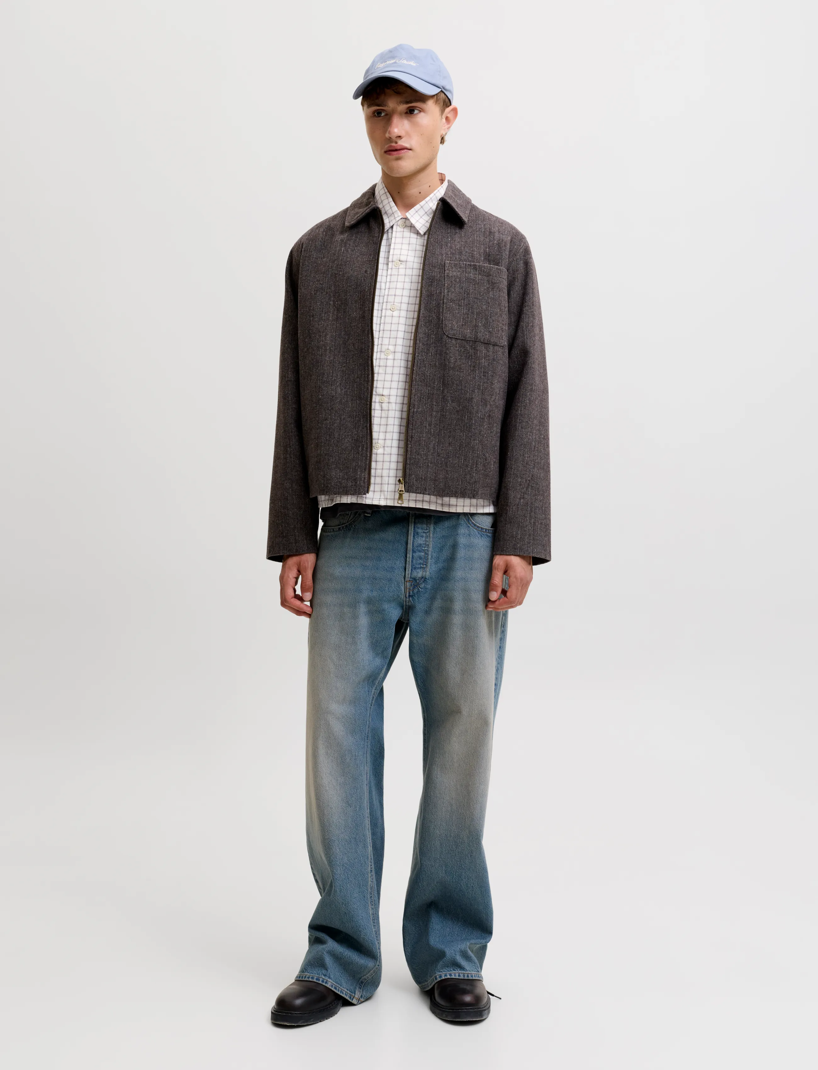 Jack & Jones - JORAUSTIN CLEAN CHECK SHIRT LS SN - ternede skjorter - snow white - 4
