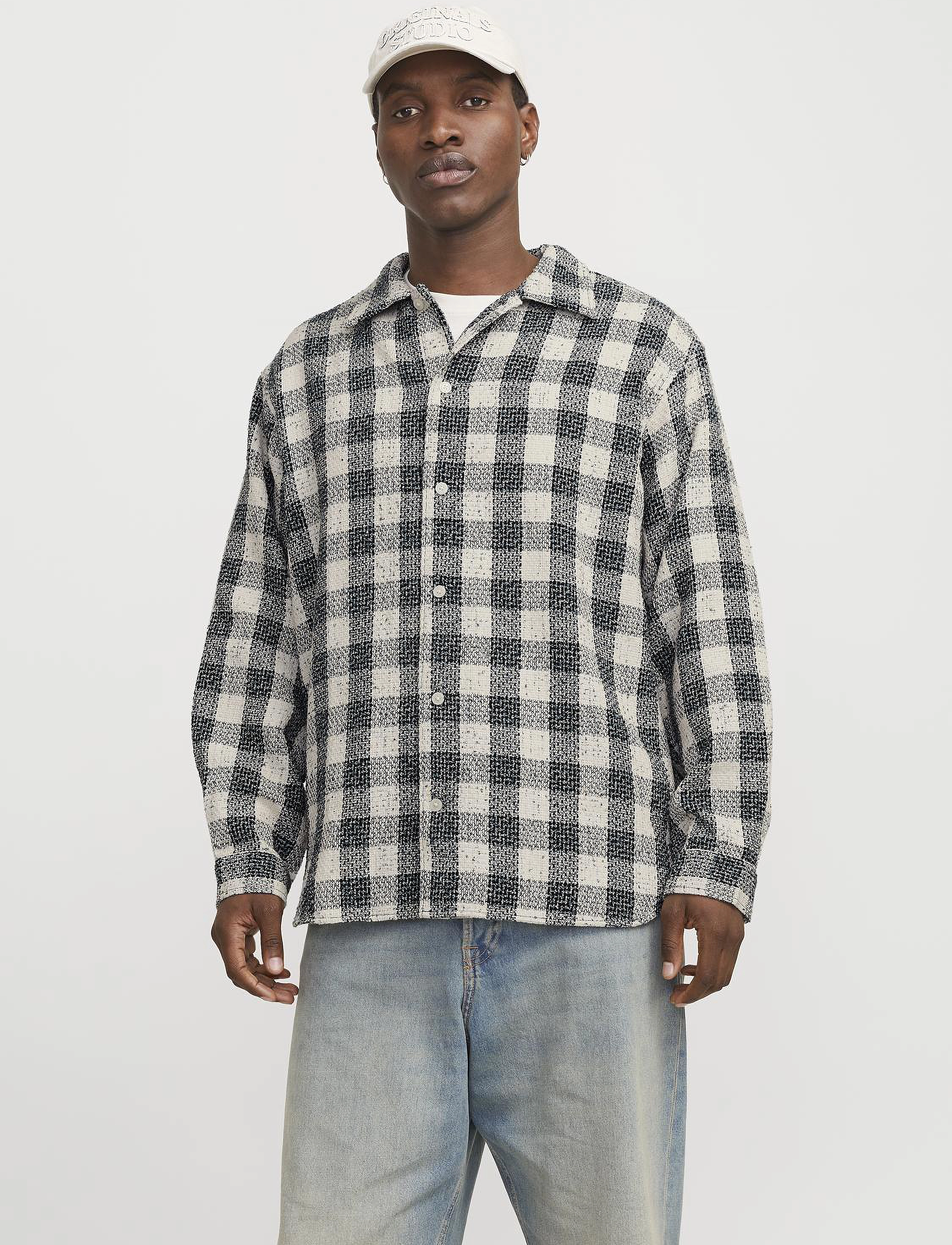 Jack & Jones Jorwinter Boucle Shirt Ls Styd Aw24, S, Shirts, Schwarz - Casual, Männerswear