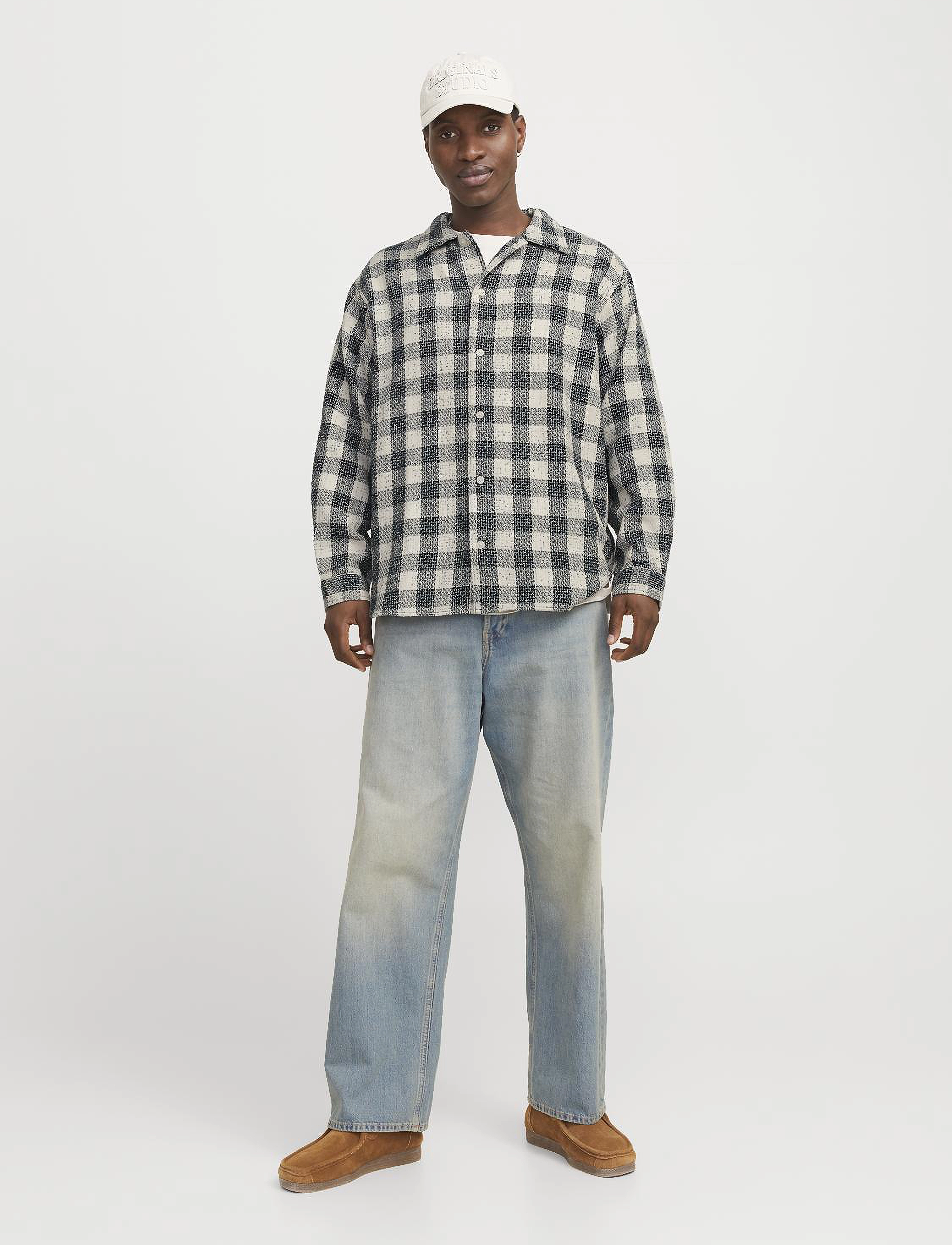 Jack & Jones - JORWINTER BOUCLE SHIRT LS STYD AW24 - geruite overhemden - black - 4