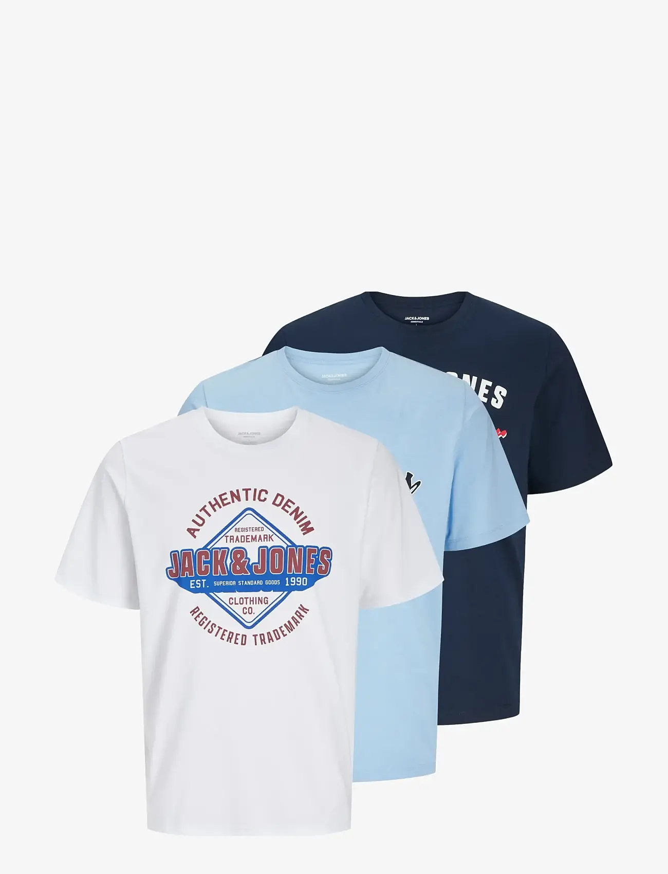 Jack & Jones - JJELOGO TEE SS O-NECK 2 COL SS25 3PK MP - kortærmede t-shirts - chambray blue - 1