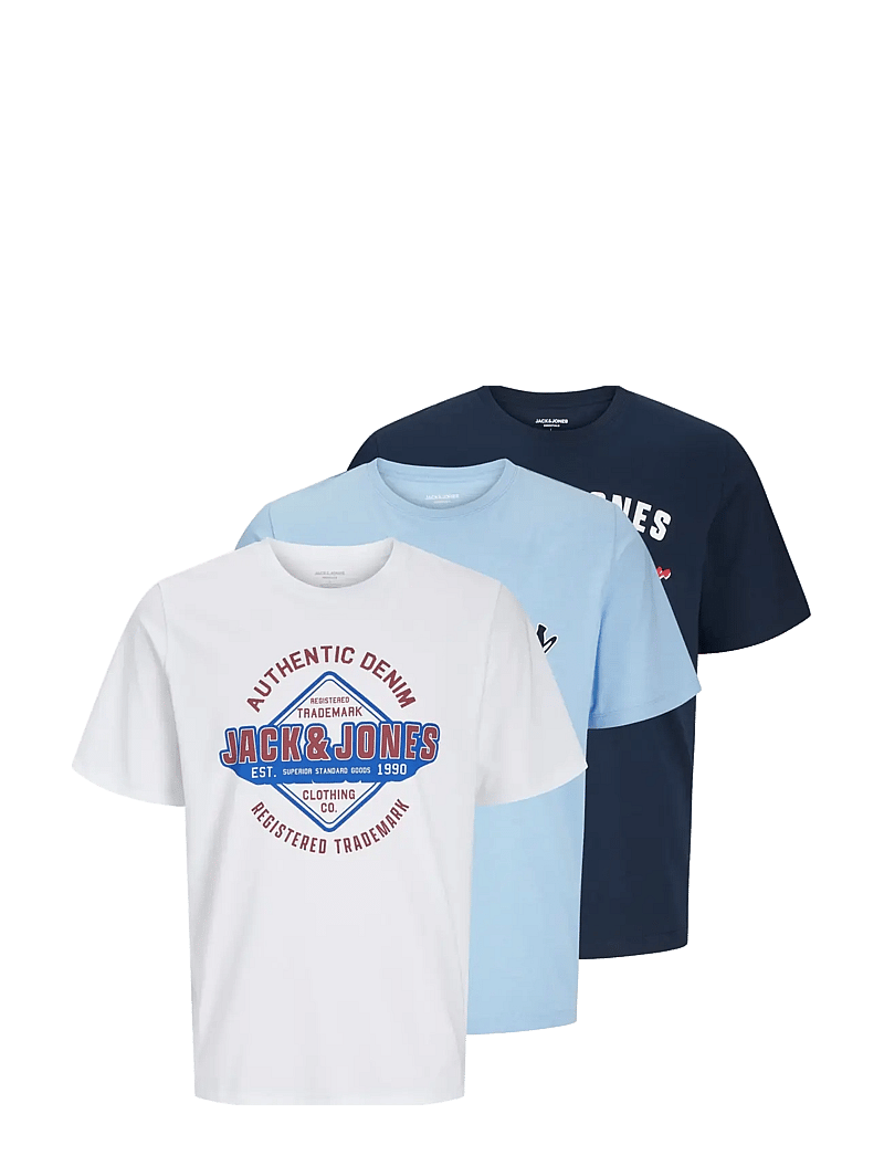 Jack & Jones - JJELOGO TEE SS O-NECK 2 COL SS25 3PK MP - kortærmede t-shirts - chambray blue - 1