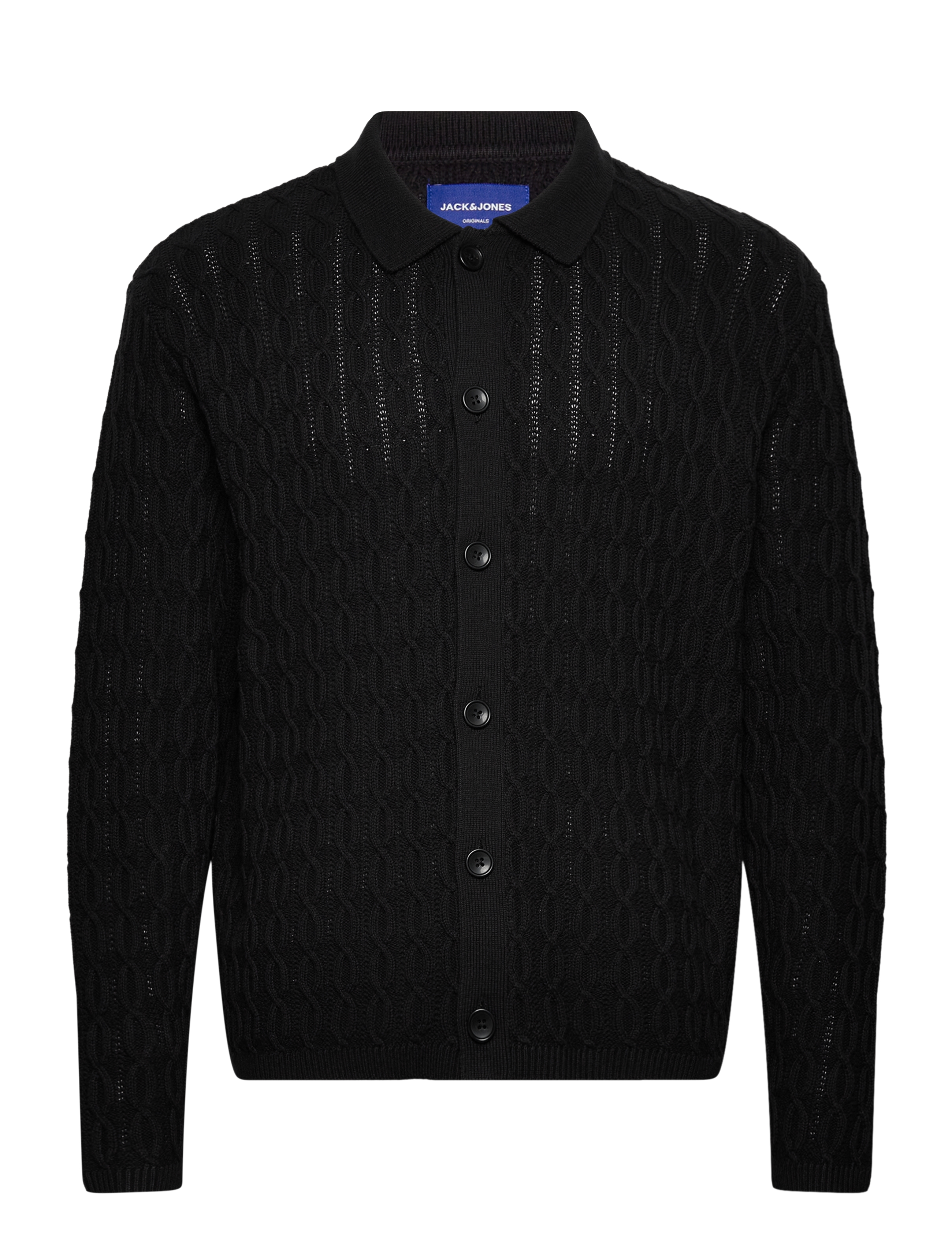 JACK & JONES Jorwinter Knit Cable Polo Styd Aw24 Schwarz - S - Herren