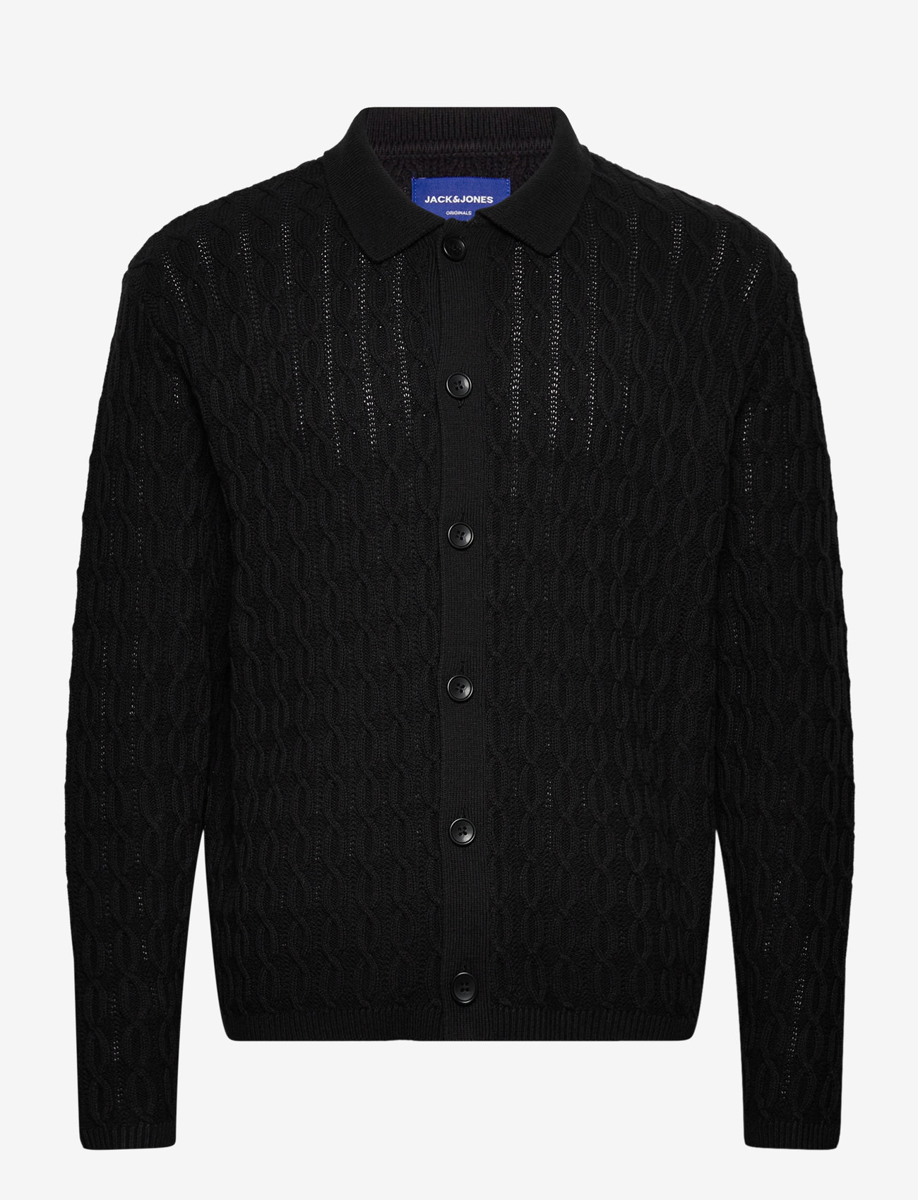 Jack & Jones - JORWINTER KNIT CABLE POLO STYD AW24 - cardigans - black - 0