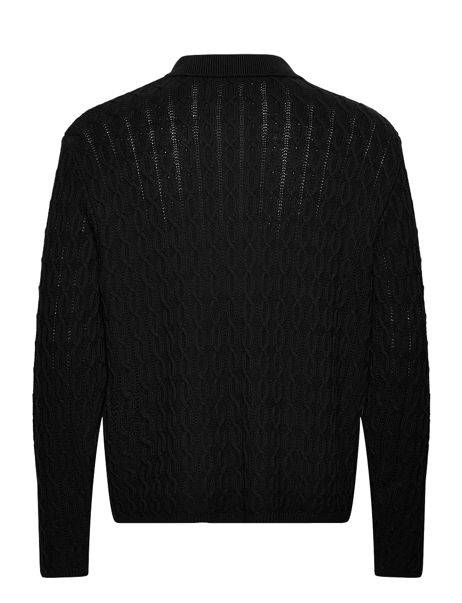 Jack & Jones - JORWINTER KNIT CABLE POLO STYD AW24 - strickjacken - black - 1