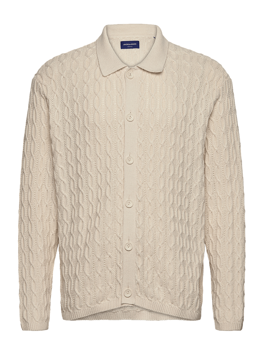 Jack & Jones - JORWINTER KNIT CABLE POLO STYD AW24 - cardigans - sea salt - 0