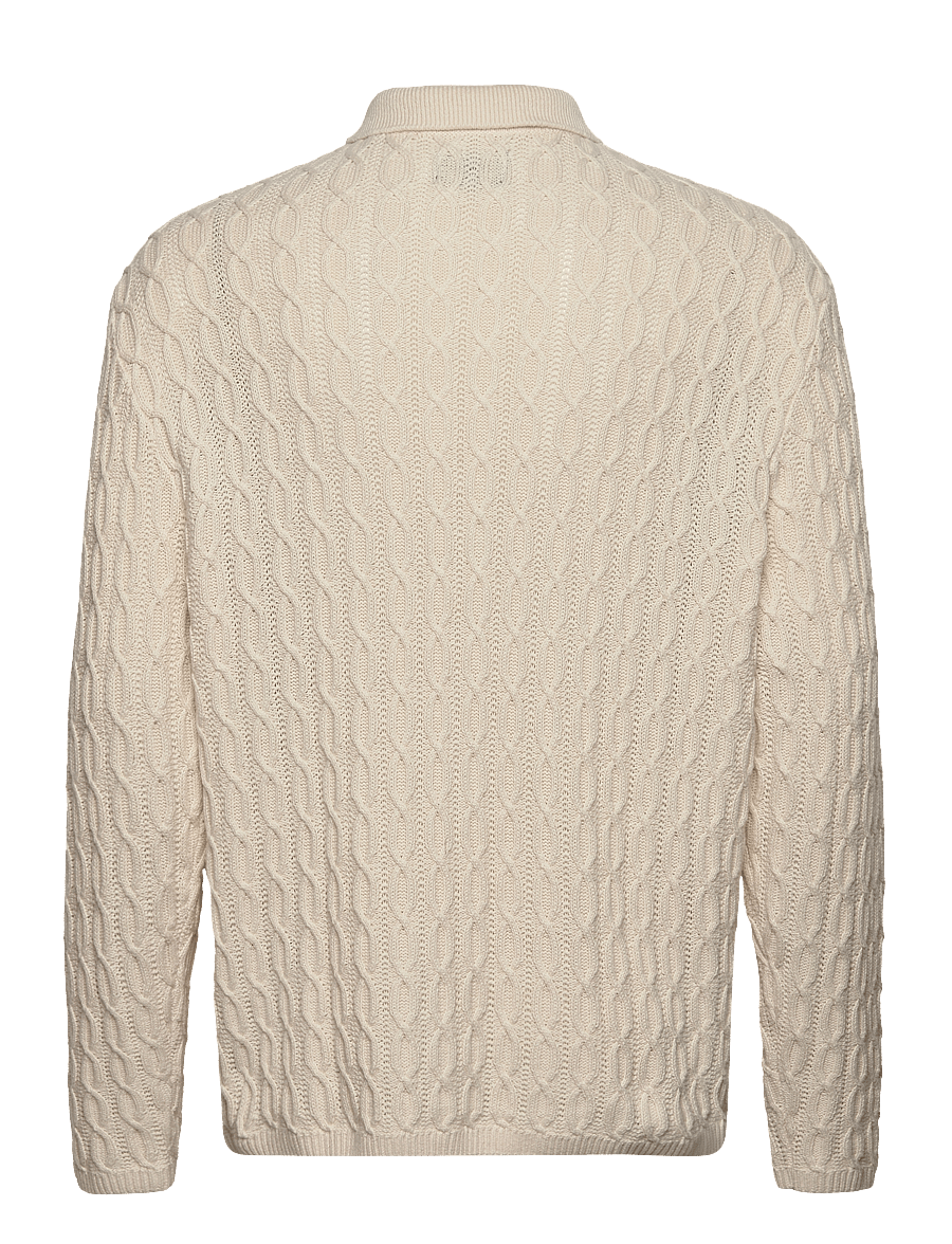 Jack & Jones - JORWINTER KNIT CABLE POLO STYD AW24 - cardigans - sea salt - 1