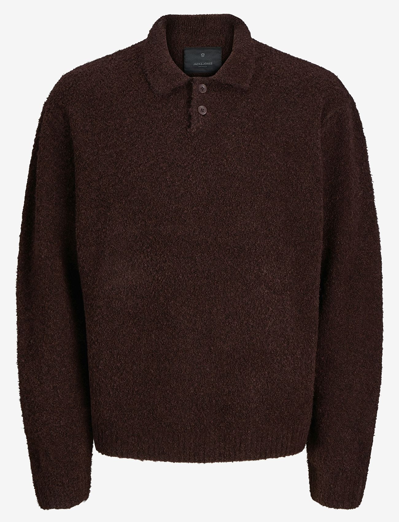 Jack & Jones - JPRWINTER KNIT BOUCLE POLO STYD AW24 - poloer i strik med lange ærmer - bitter chocolate - 1