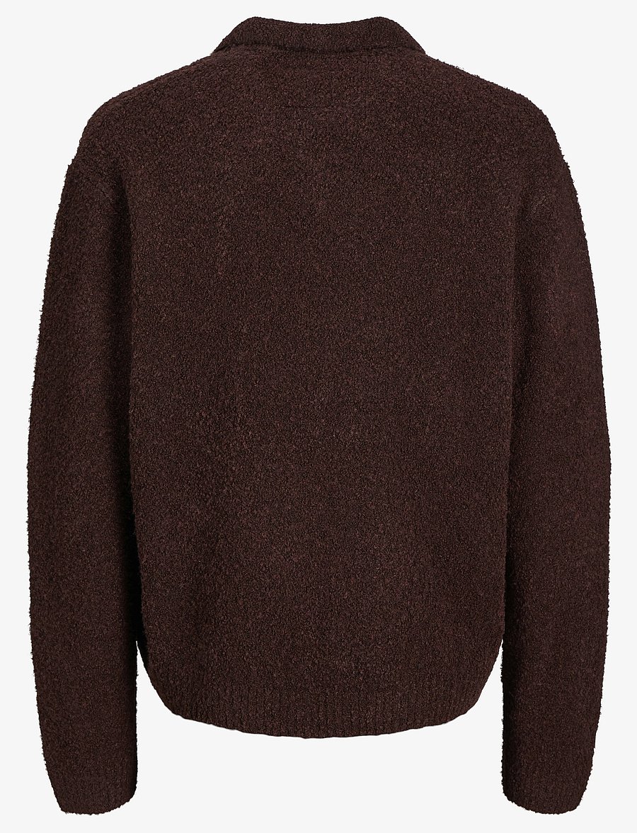 Jack & Jones - JPRWINTER KNIT BOUCLE POLO STYD AW24 - langärmelige strick-polohemden - bitter chocolate - 2