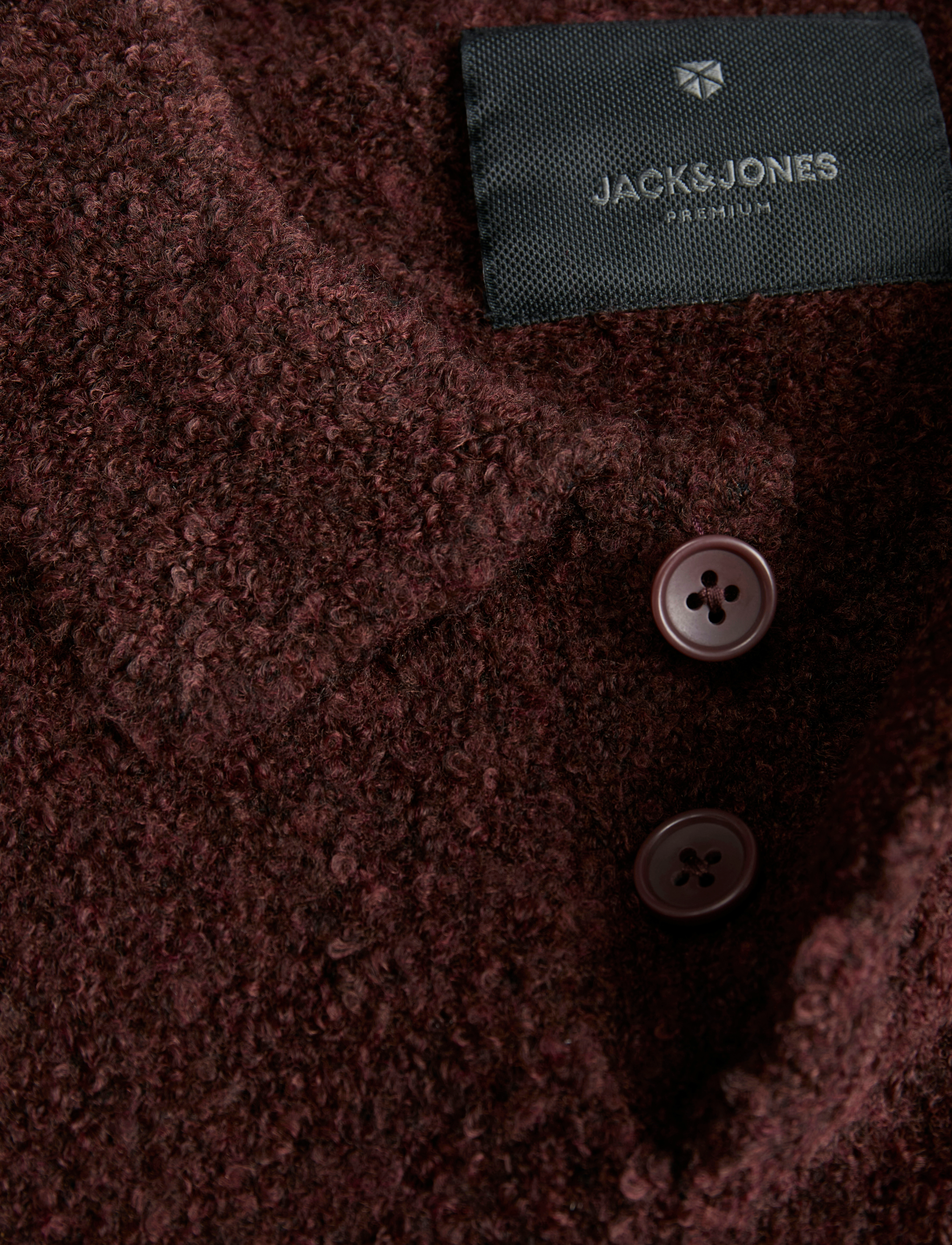 Jack & Jones - JPRWINTER KNIT BOUCLE POLO STYD AW24 - poloer i strik med lange ærmer - bitter chocolate - 4