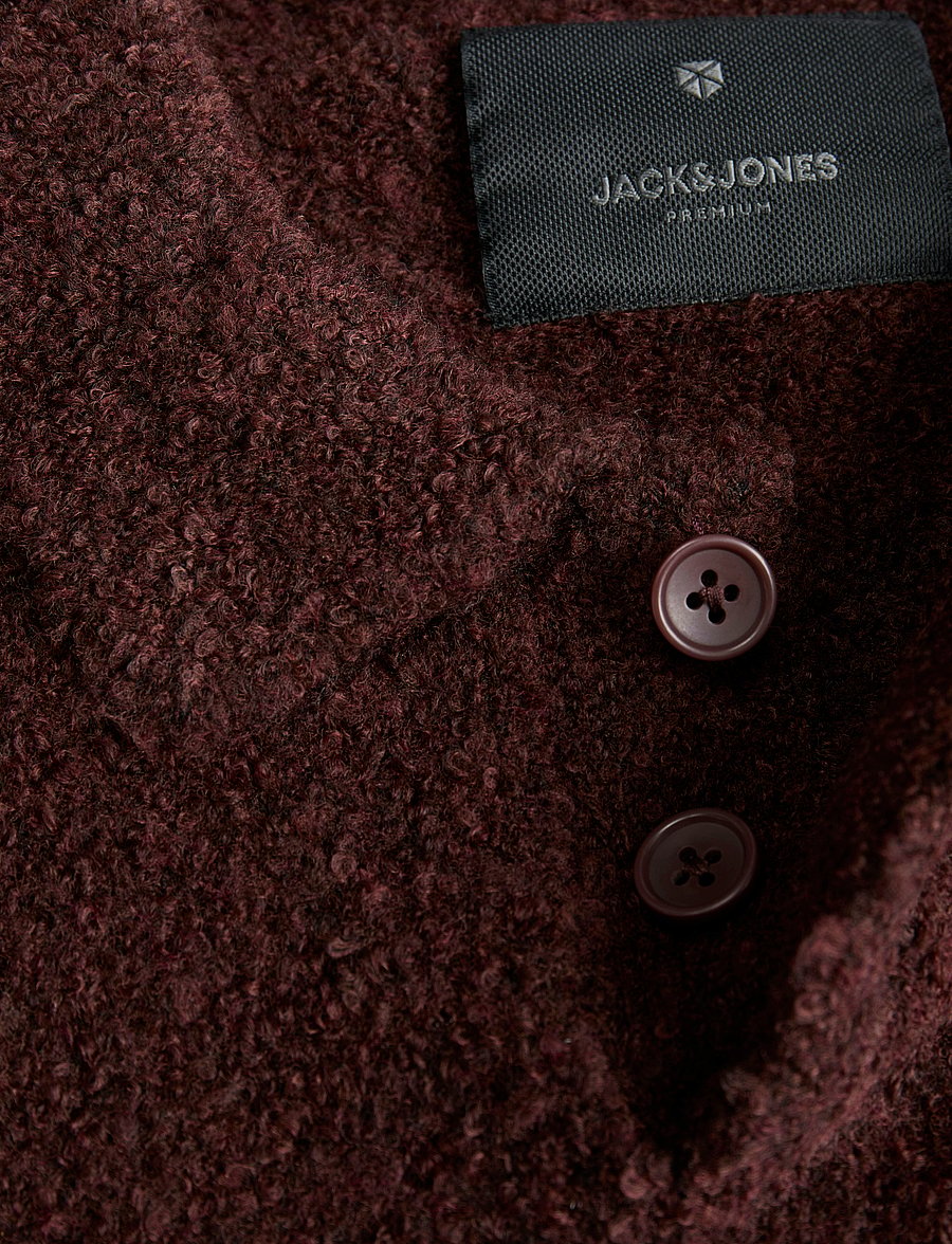 Jack & Jones - JPRWINTER KNIT BOUCLE POLO STYD AW24 - langärmelige strick-polohemden - bitter chocolate - 4