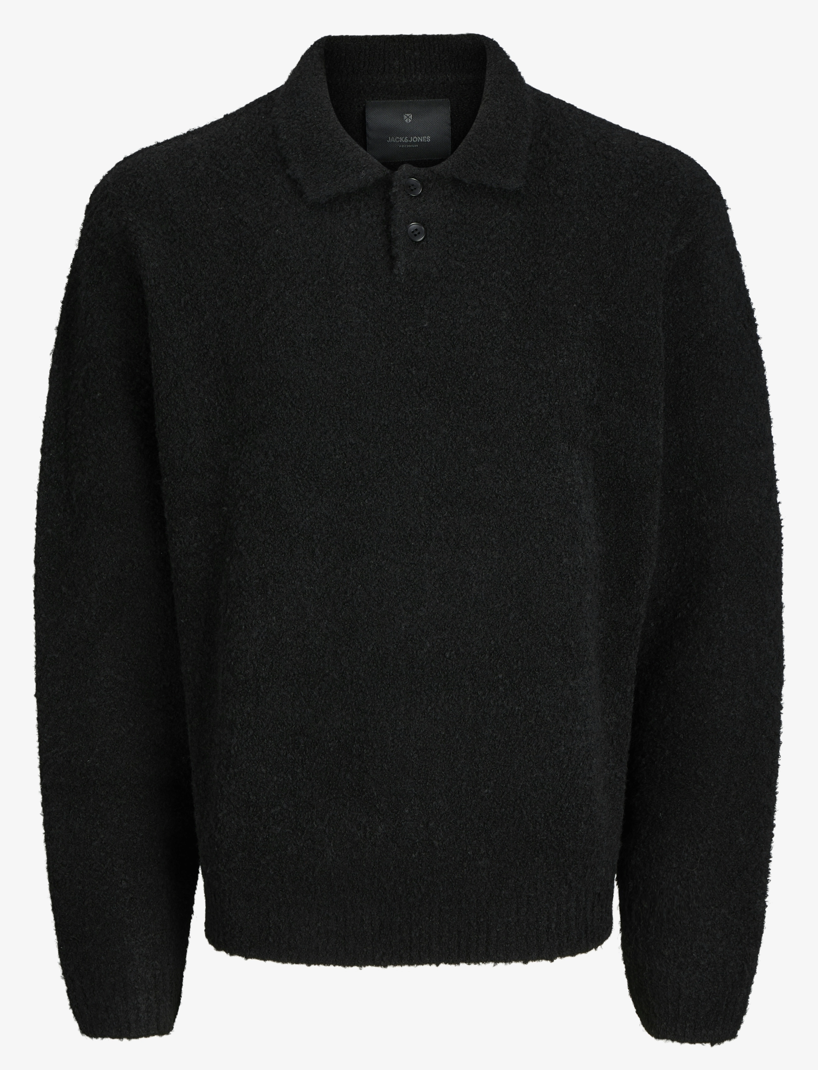 Jack & Jones JPRWINTER KNIT BOUCLE POLO STYD AW24 - Strickmode - BLACK / black