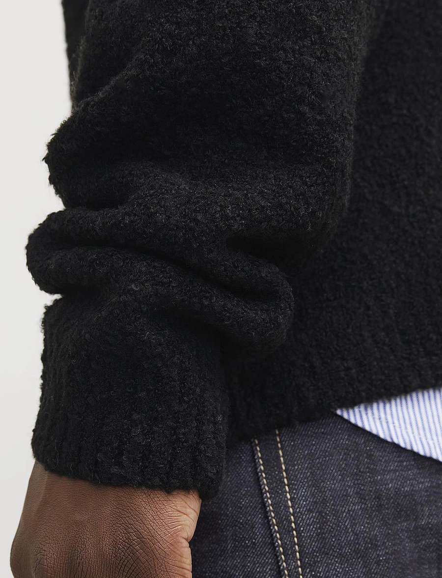 Jack & Jones - JPRWINTER KNIT BOUCLE POLO STYD AW24 - langärmelige gestrickte polohemden - black - 3