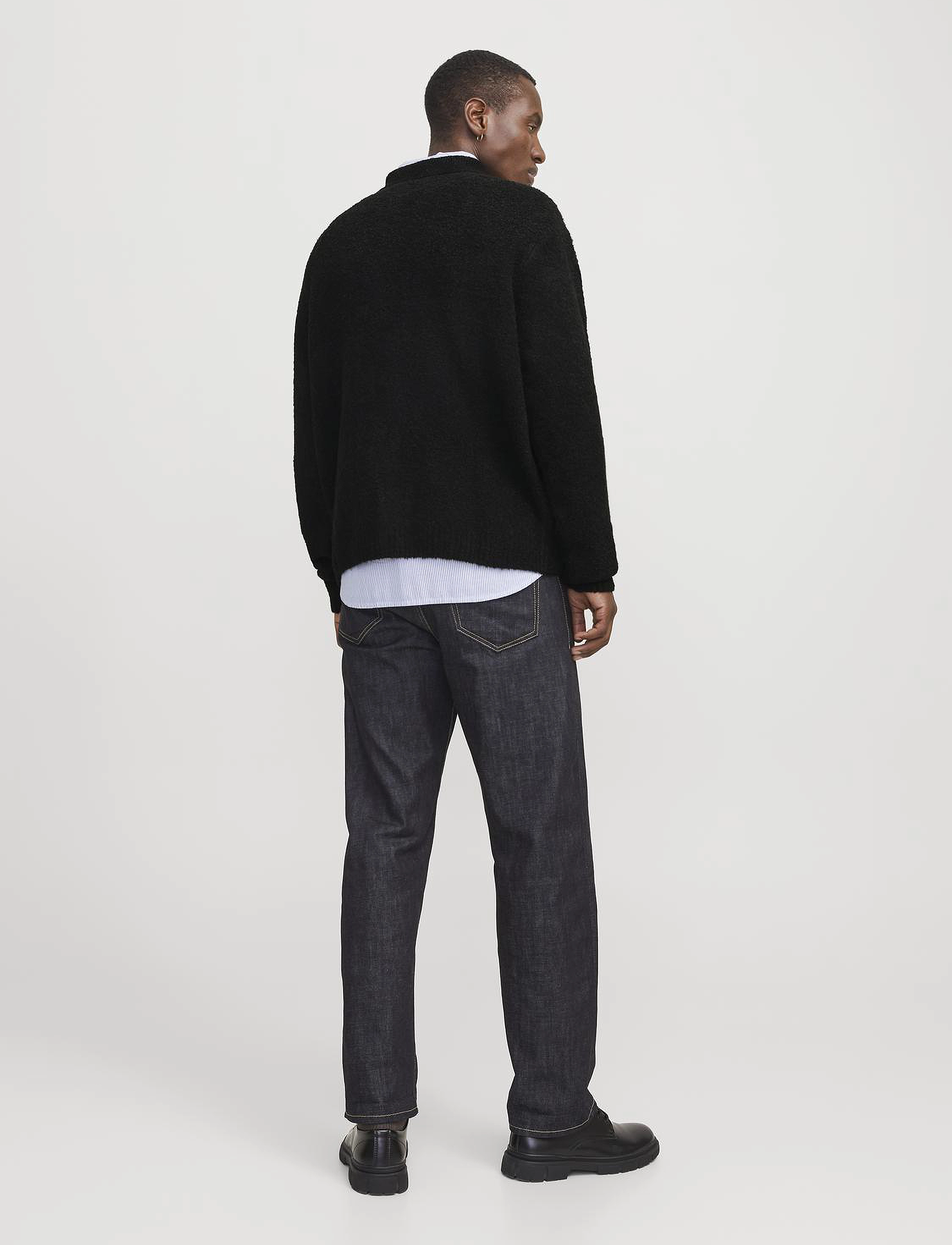 Jack & Jones - JPRWINTER KNIT BOUCLE POLO STYD AW24 - prjónaðir, síðerma pólóbolir - black - 5
