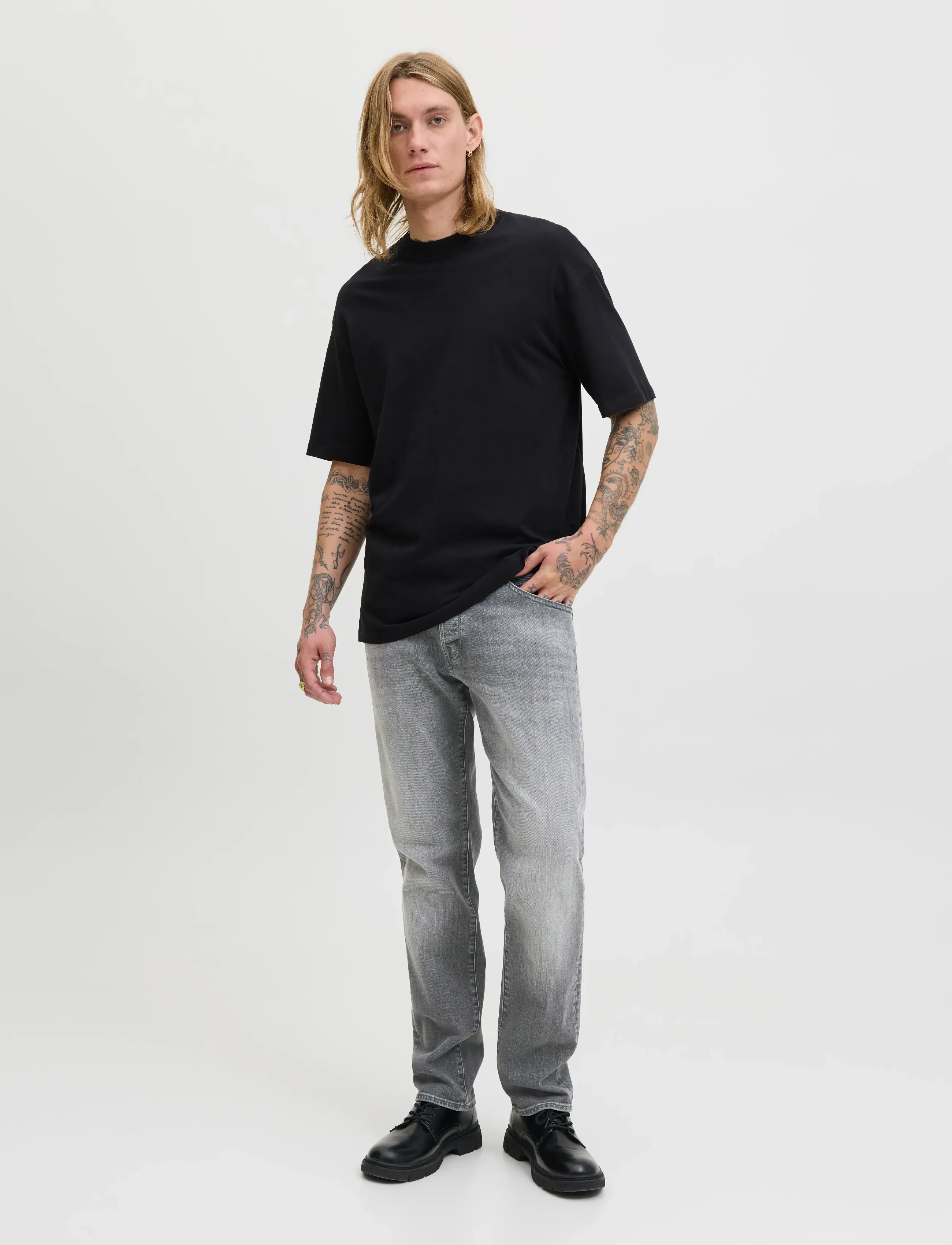 Jack & Jones JJIMIKE JJFOX CB 087 - Streetstyle - BLACK DENIM / grey