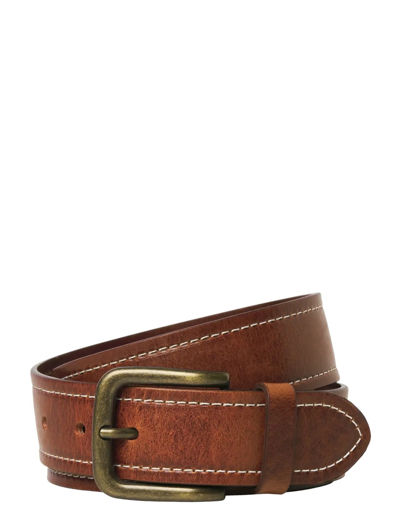 JACCRETA  LEATHER BELT STYD AW24 - COGNAC