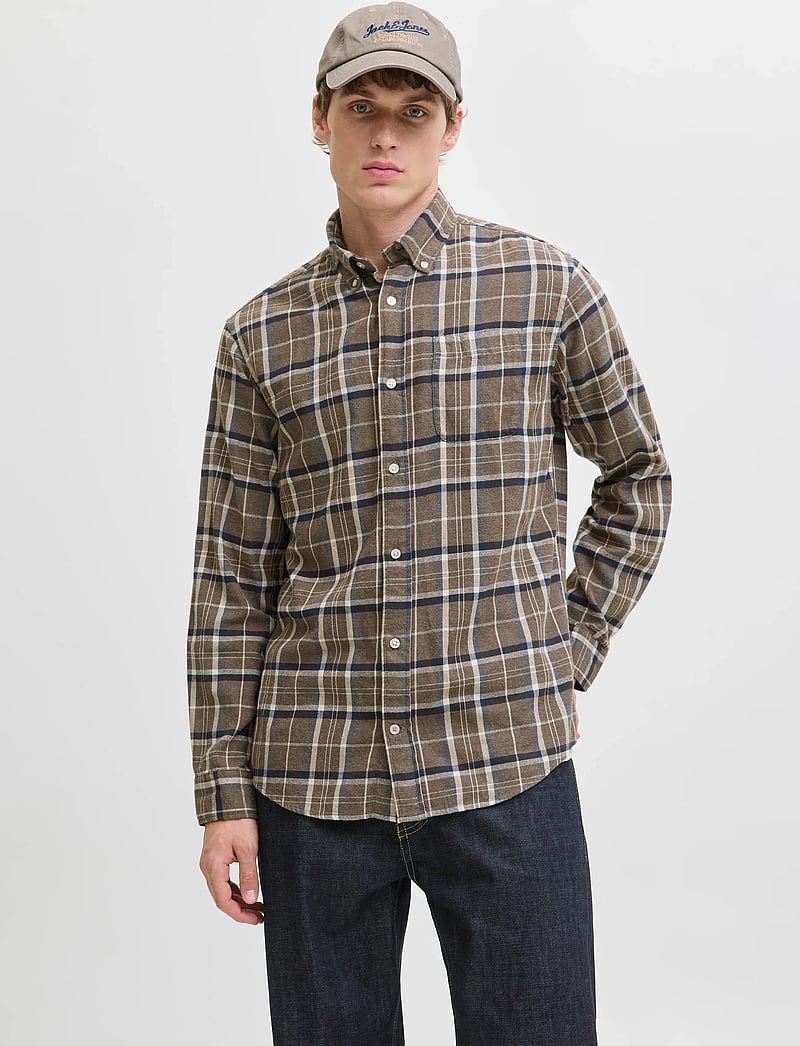 Jack & Jones - JJECLASSIC FLANNEL CHECK SHIRT LS SN - flanellskjortor - otter - 0