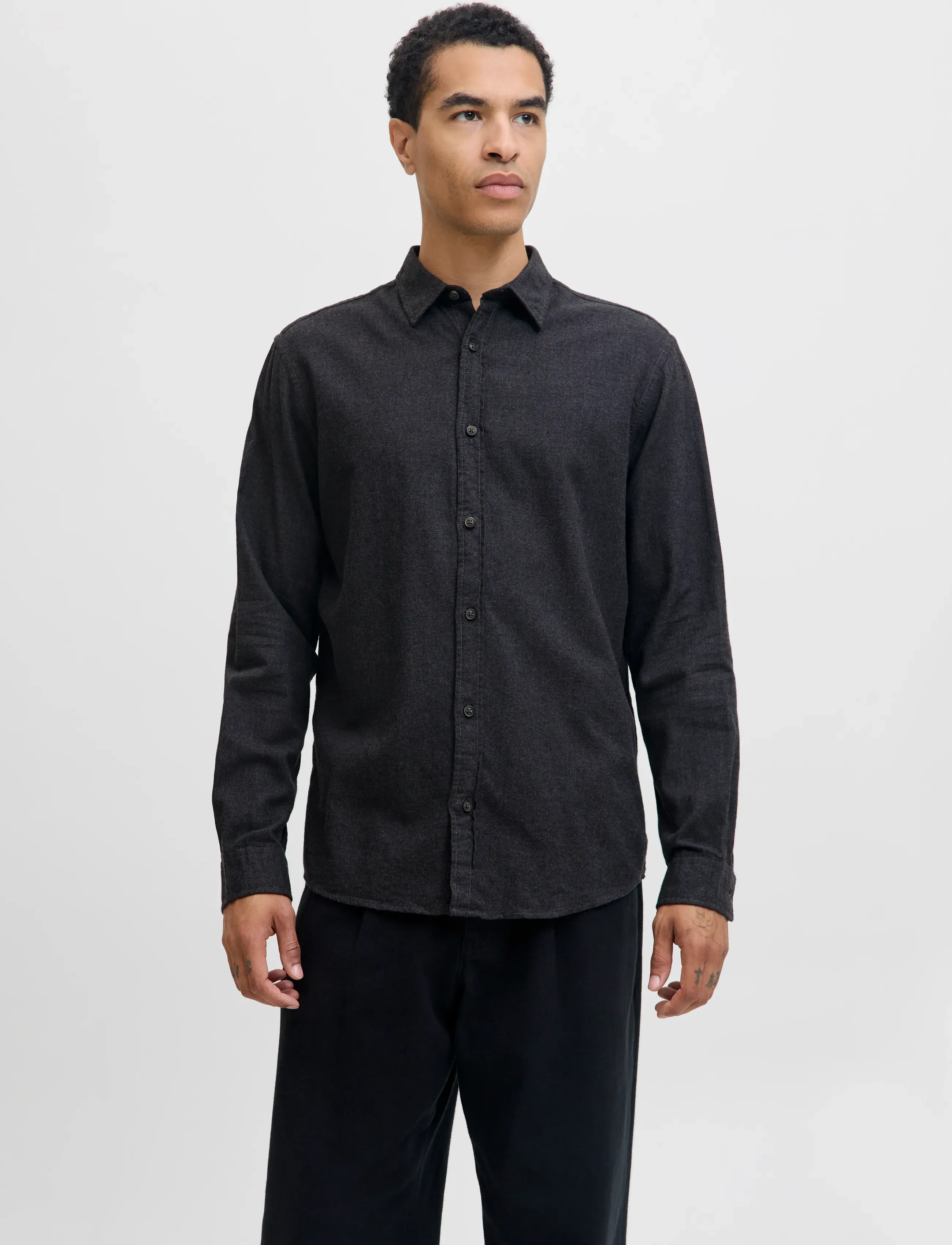 Jack & Jones JJECLASSIC MELANGE SHIRT L/S NOOS - Deals - DARK GREY MELANGE / grey