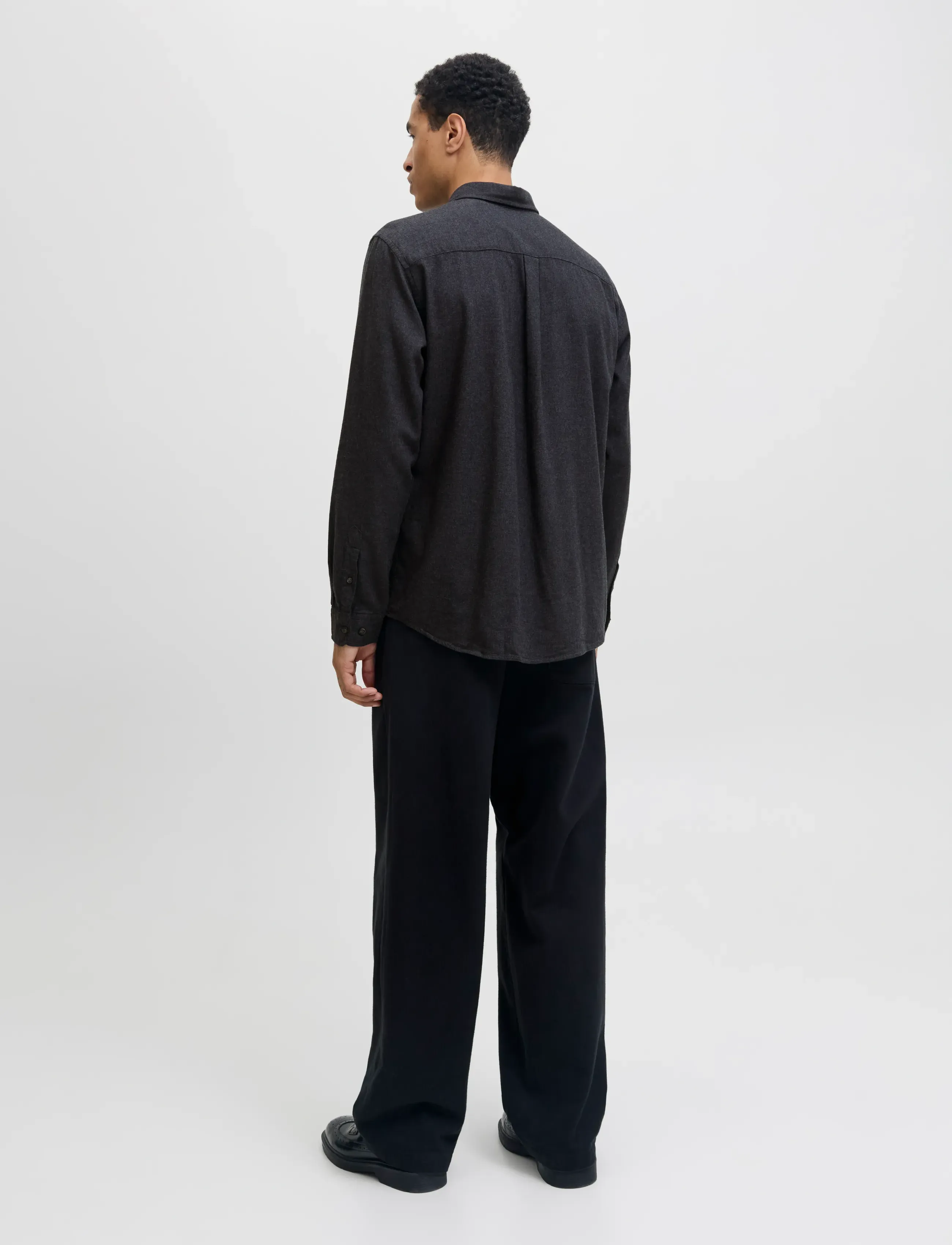 Jack & Jones - JJECLASSIC MELANGE SHIRT L/S NOOS - casual skjortor - dark grey melange - 2